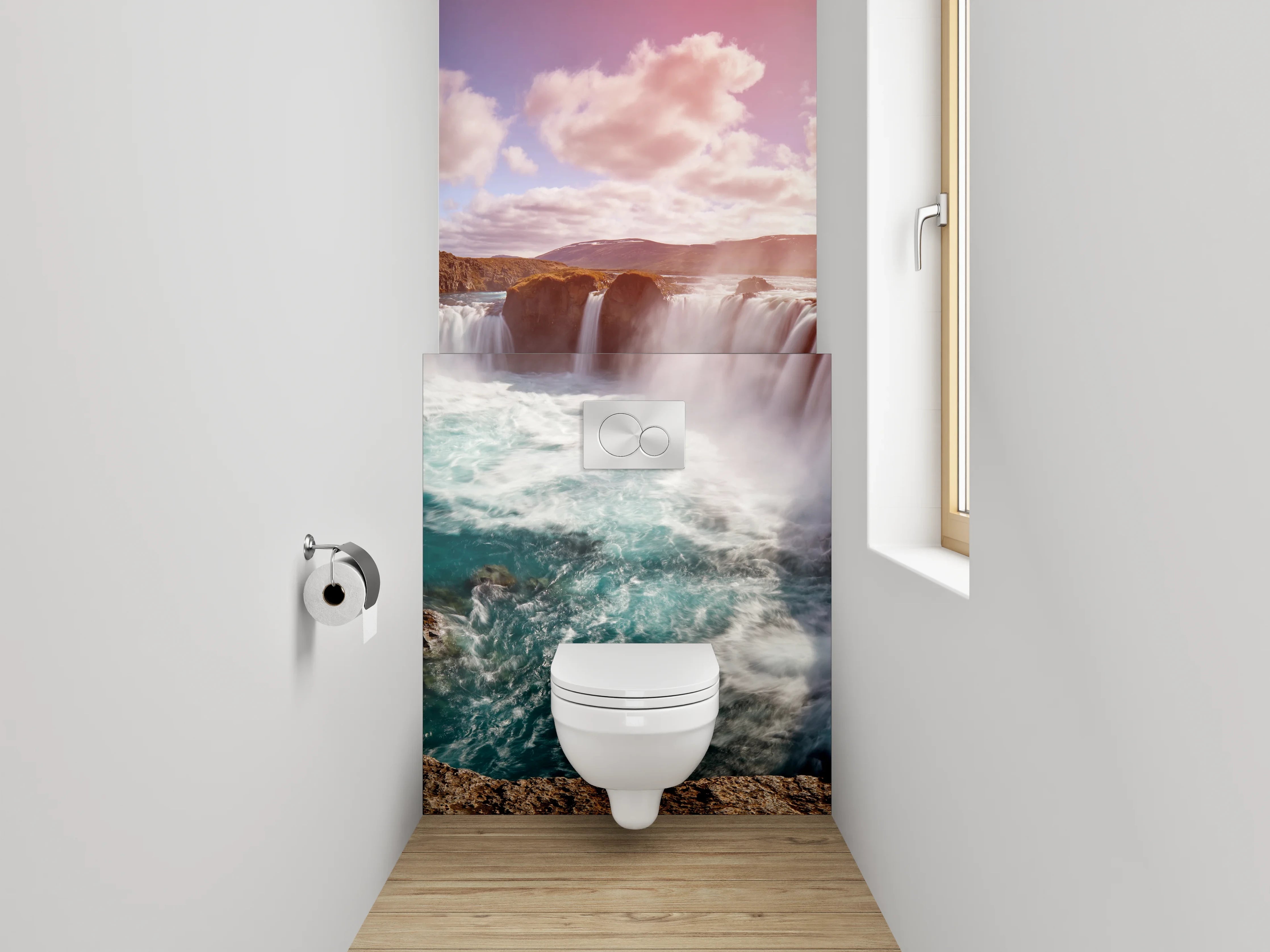 WC-Rückwand - Wasserfall Panoramabild Naturmotiv