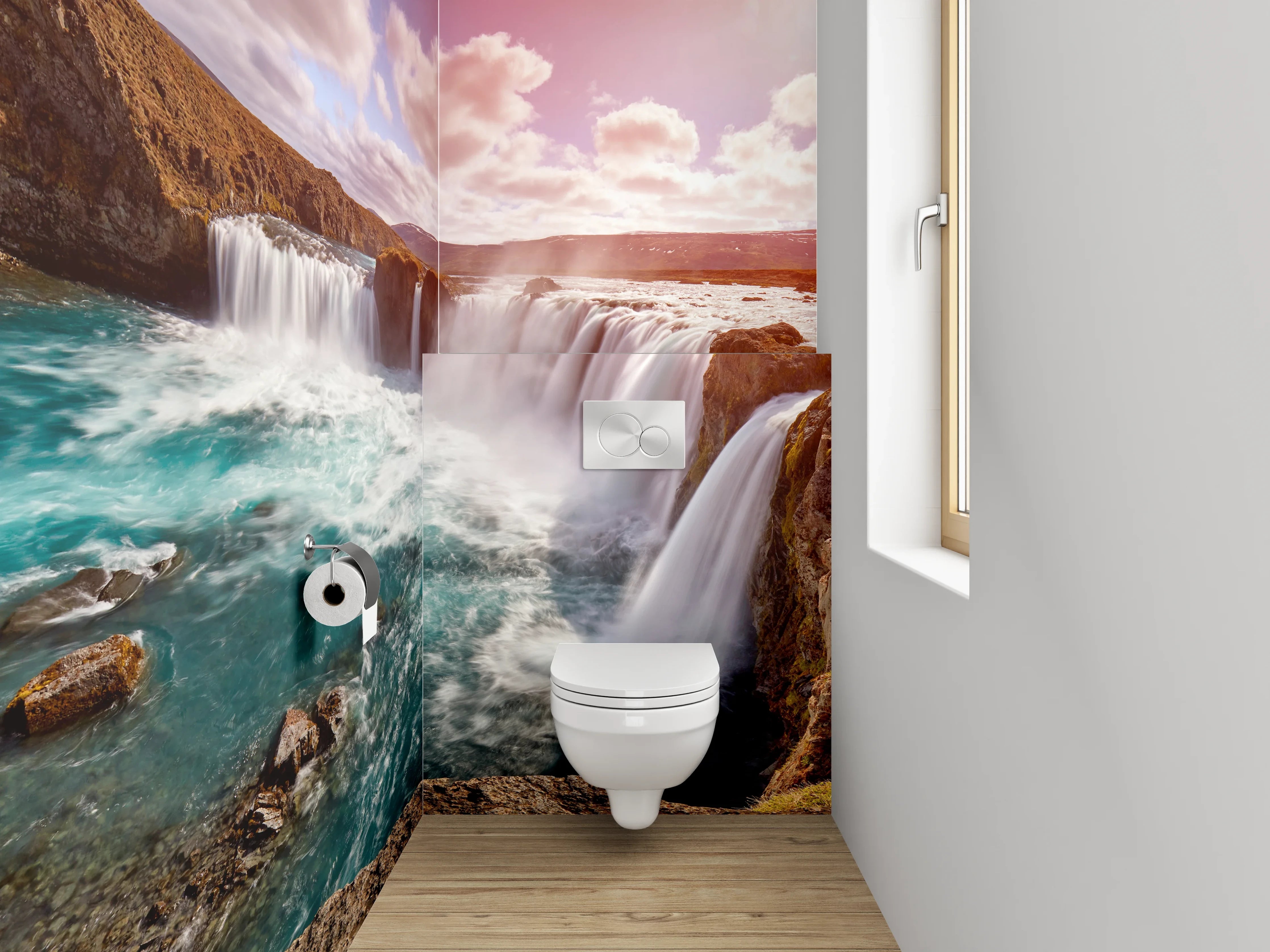 WC-Rückwand - Wasserfall Panoramabild Naturmotiv