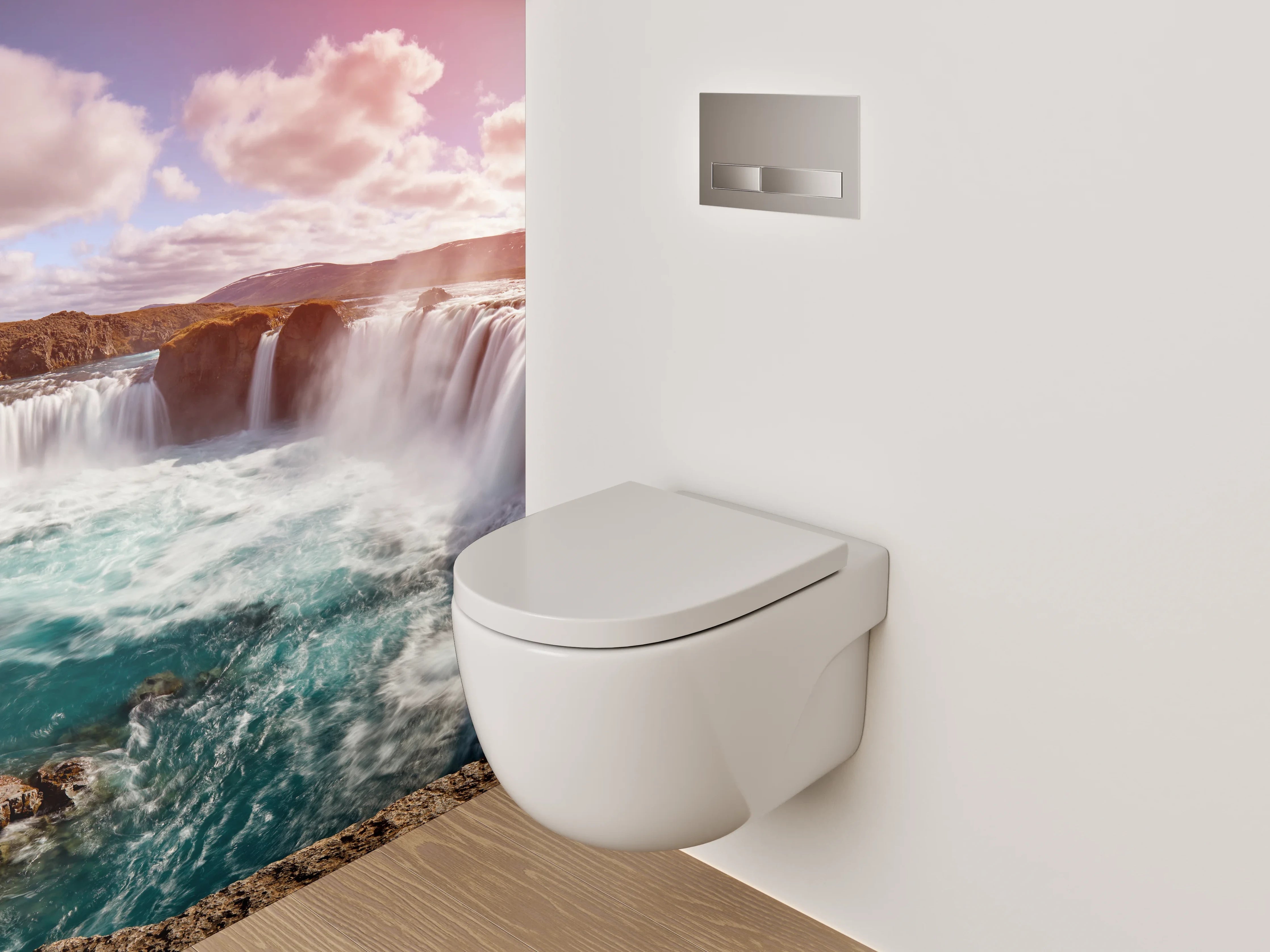 WC-Rückwand - Wasserfall Panoramabild Naturmotiv