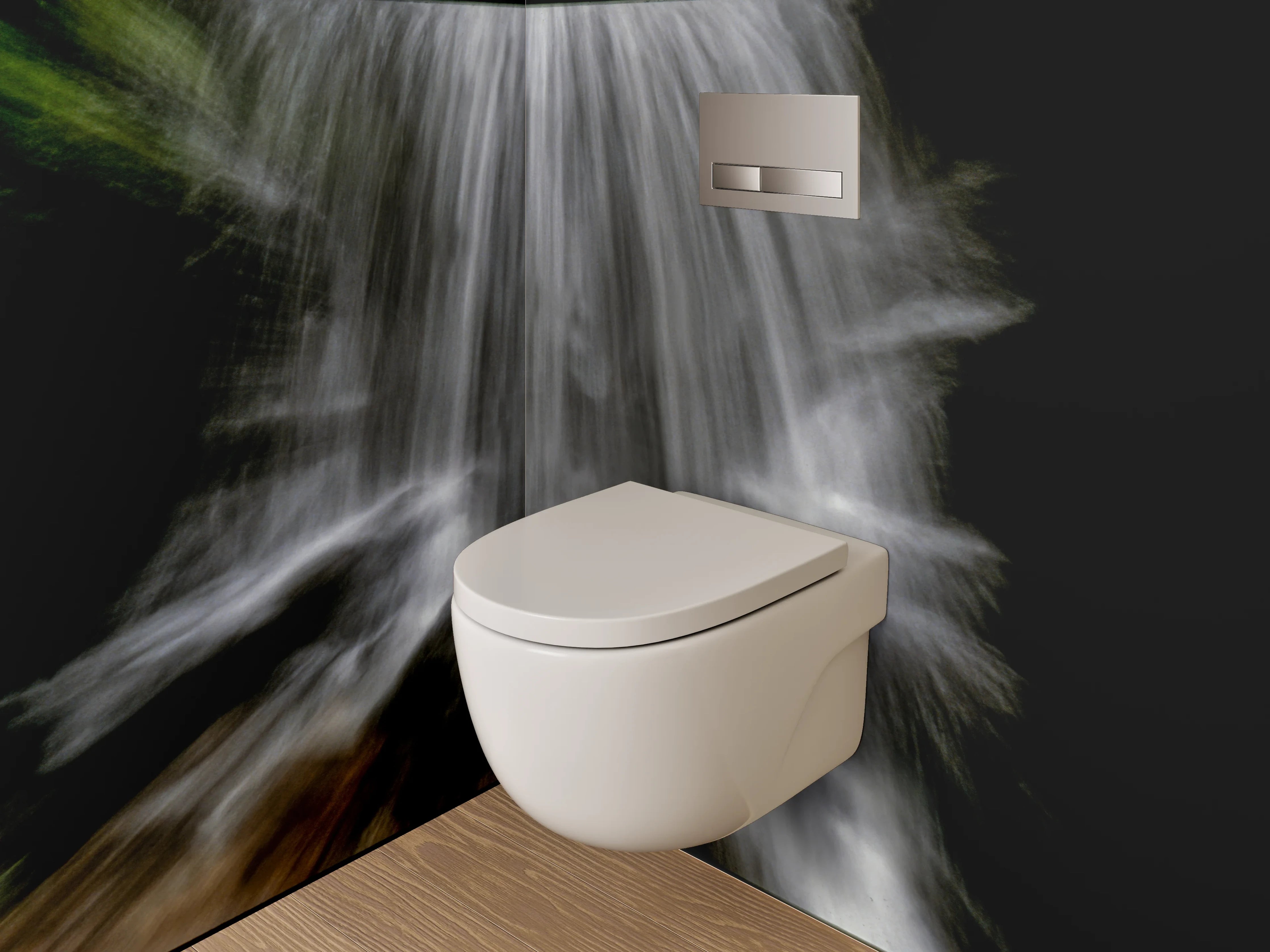 WC-Rückwand - Wasserfall abstrakt weiß schwarz