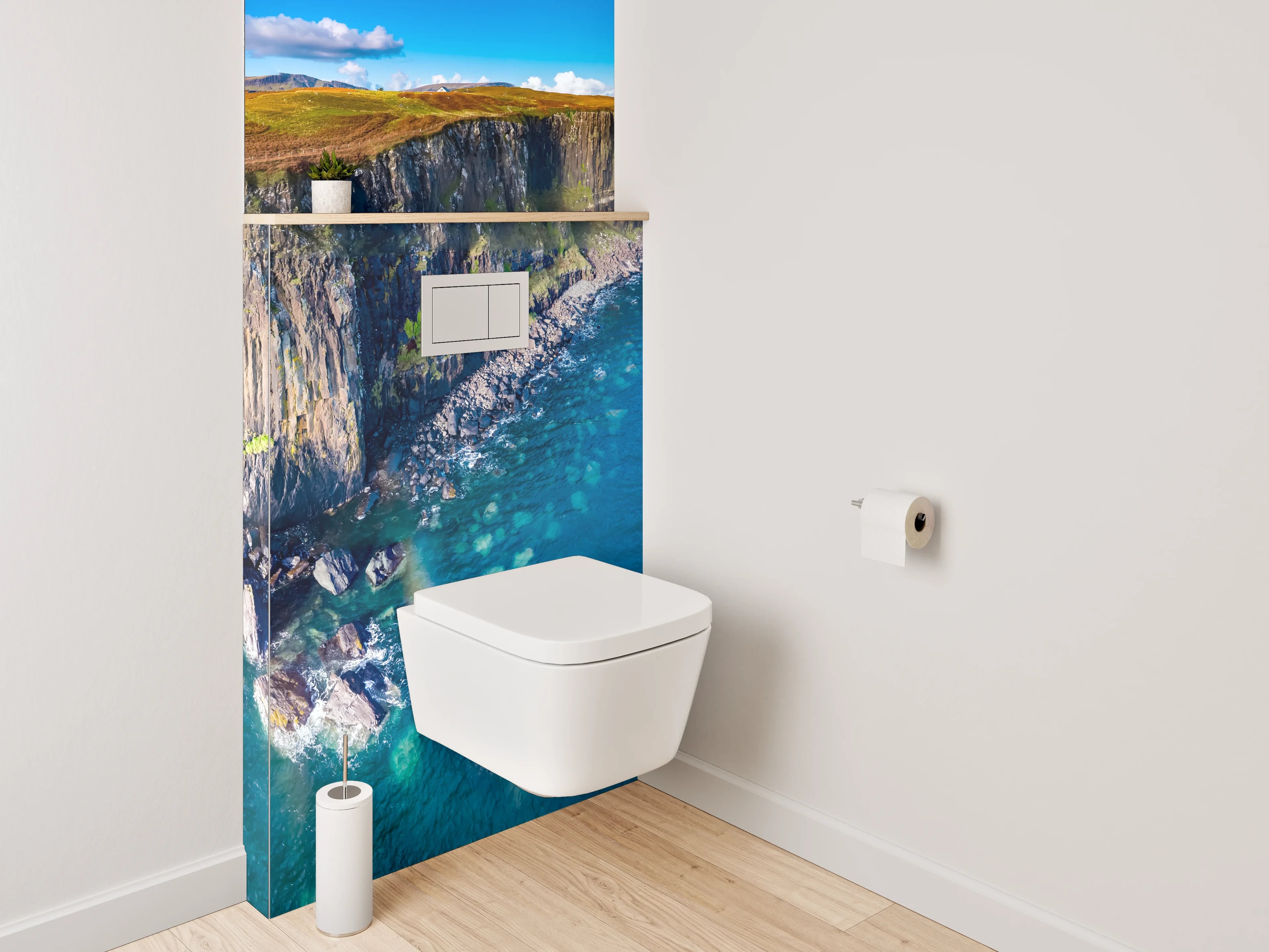 WC-Rückwand - Wasserfall an dramatischer Steilküste