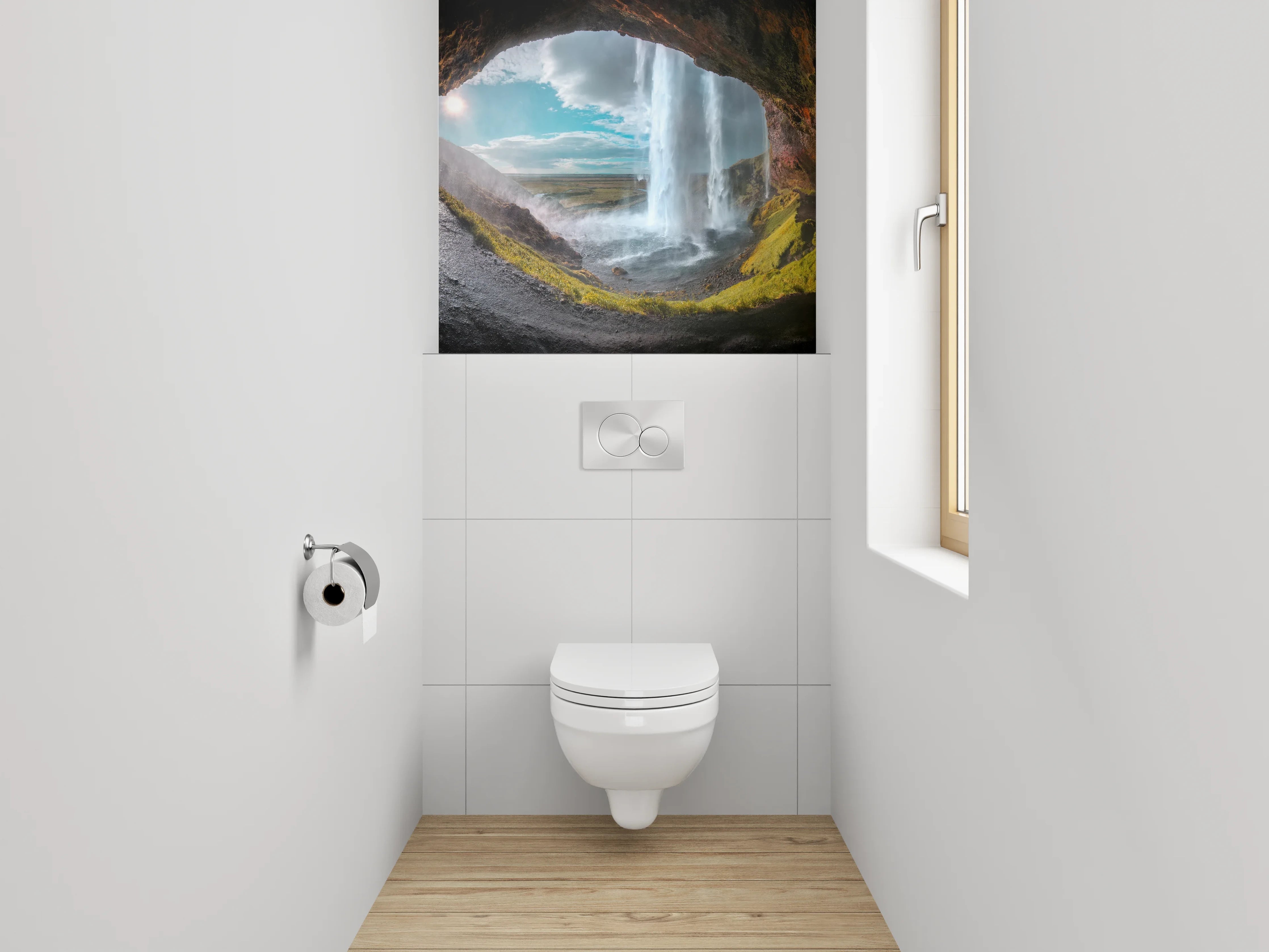 WC-Rückwand - Wasserfall aus der Höhle – Naturidylle