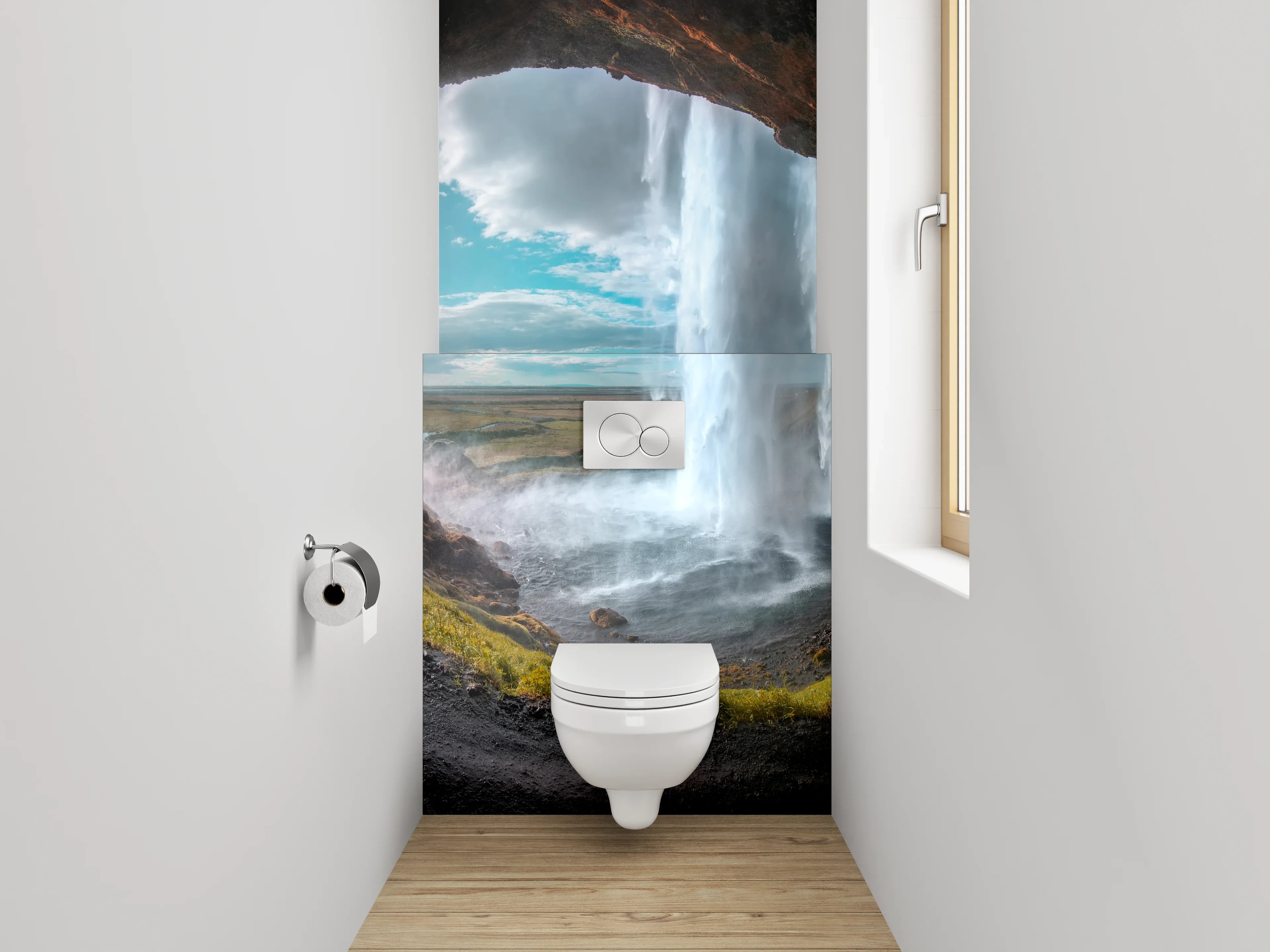 WC-Rückwand - Wasserfall aus der Höhle – Naturidylle