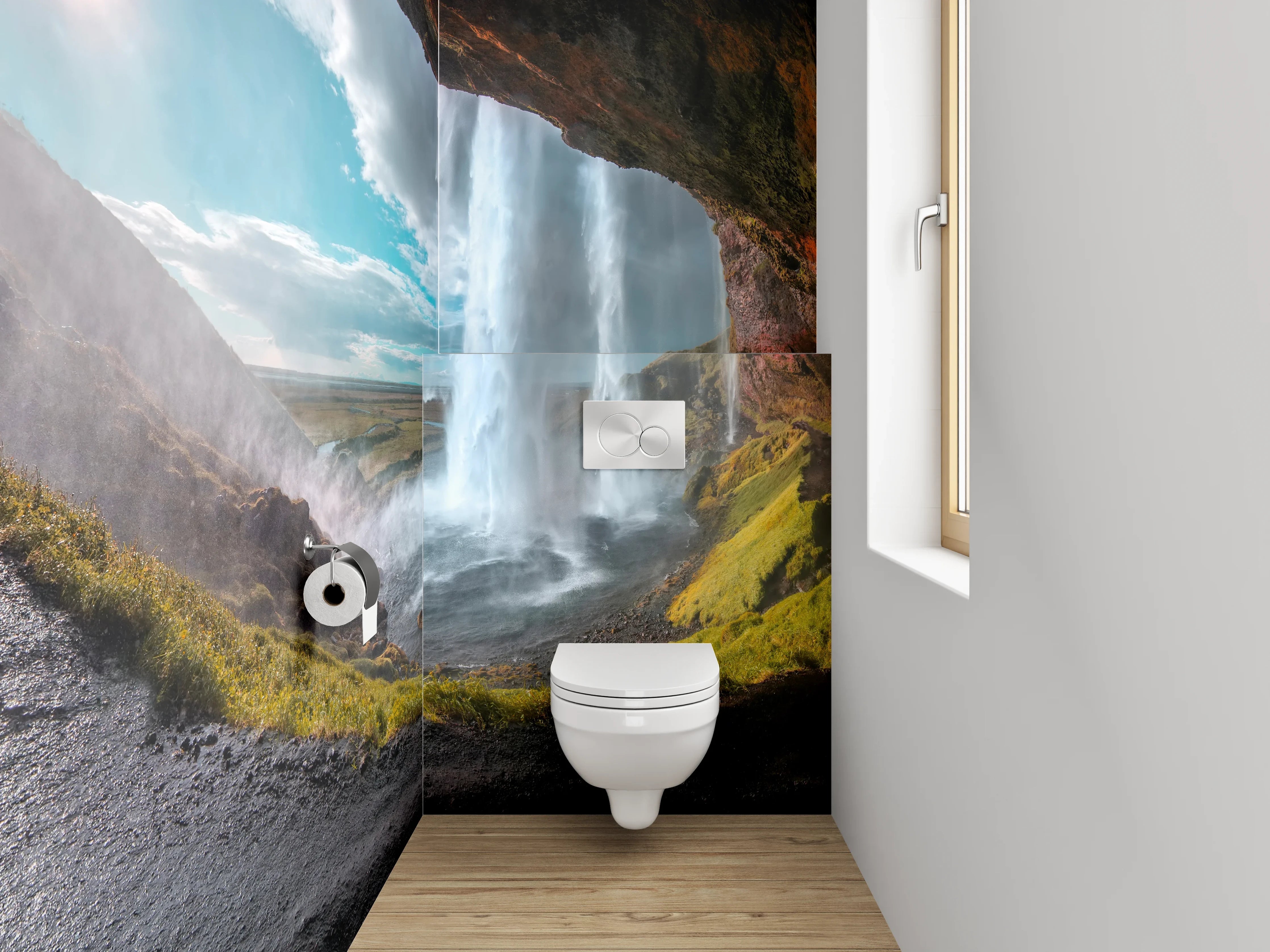 WC-Rückwand - Wasserfall aus der Höhle – Naturidylle