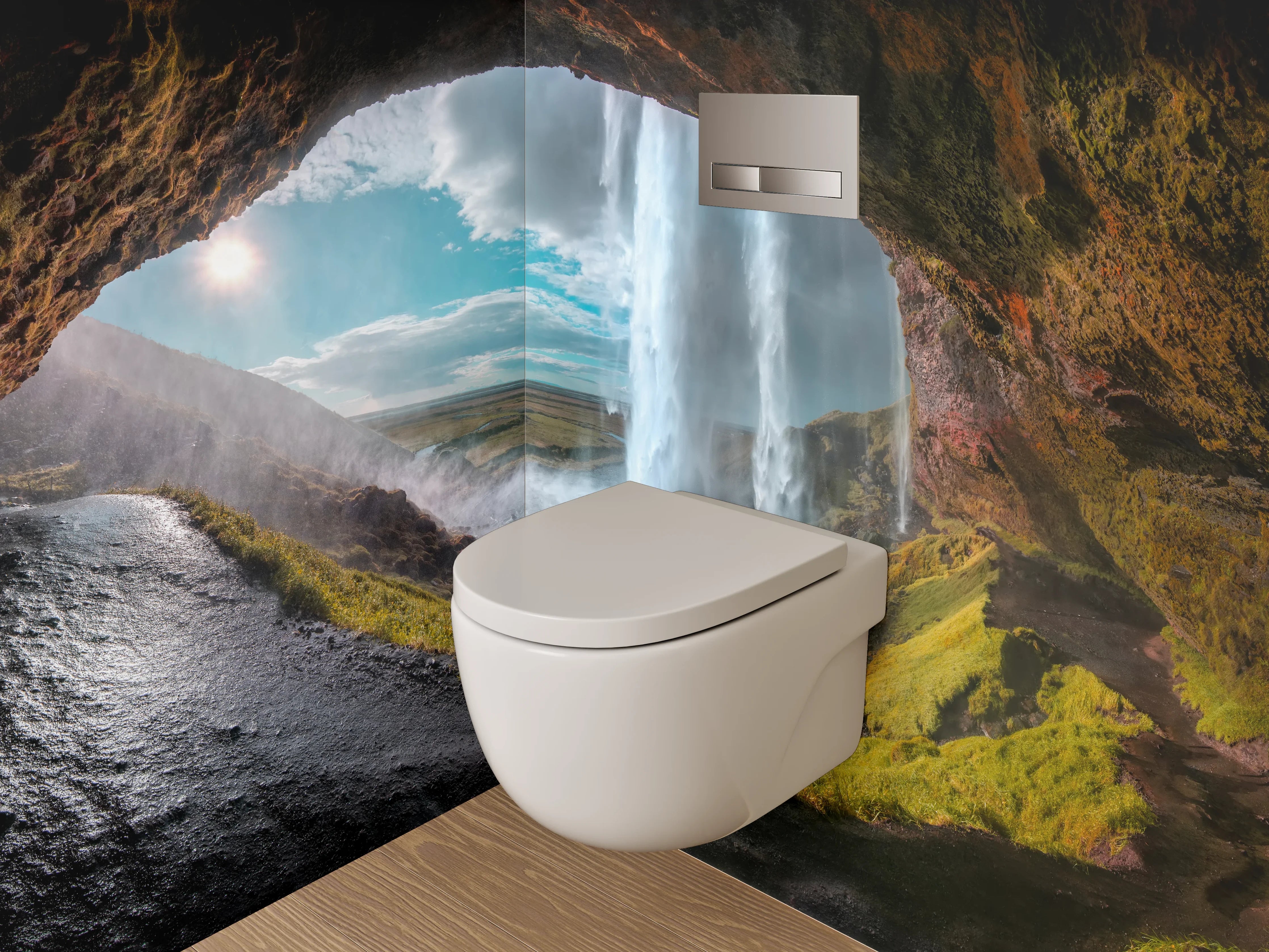 WC-Rückwand - Wasserfall aus der Höhle – Naturidylle