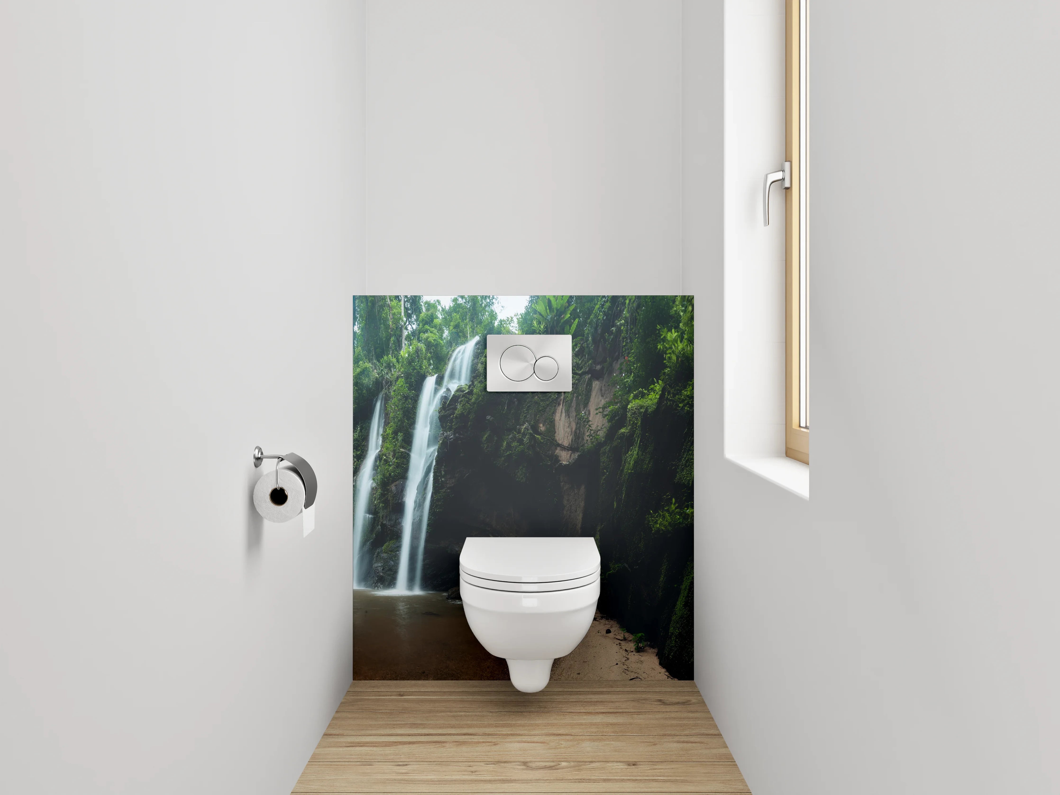 WC-Rückwand - Wasserfall im Dschungel Panorama
