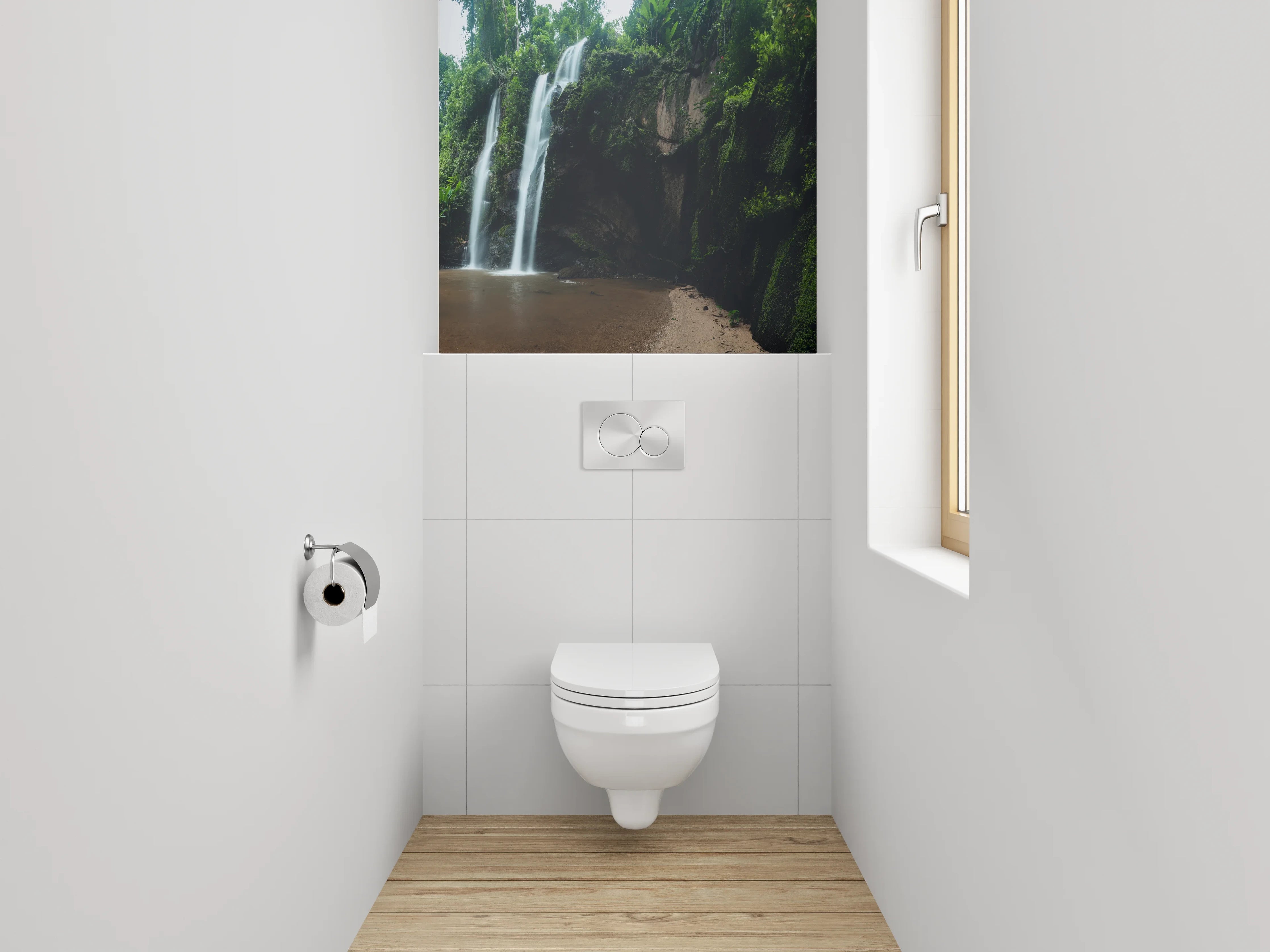 WC-Rückwand - Wasserfall im Dschungel Panorama