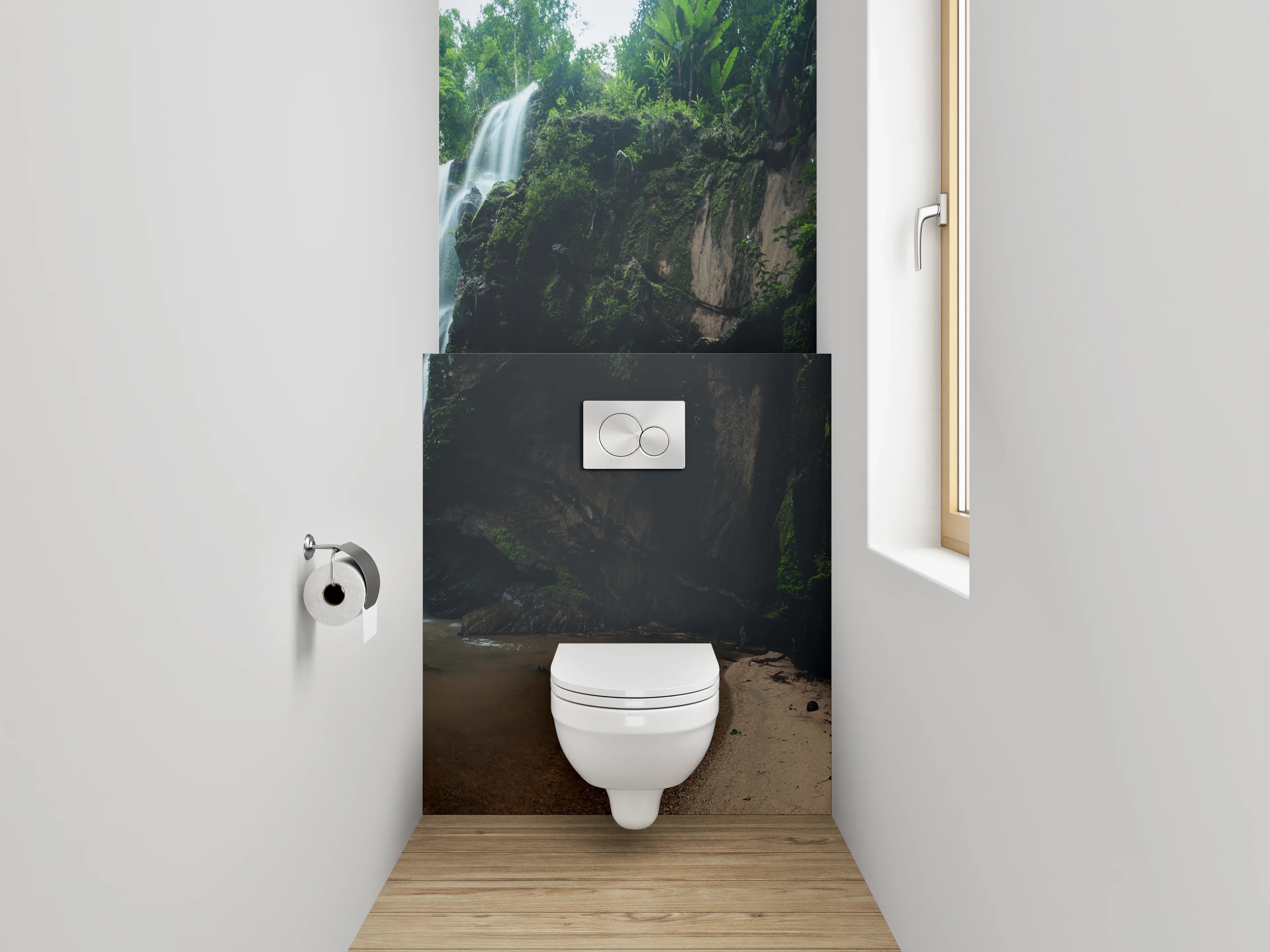 WC-Rückwand - Wasserfall im Dschungel Panorama