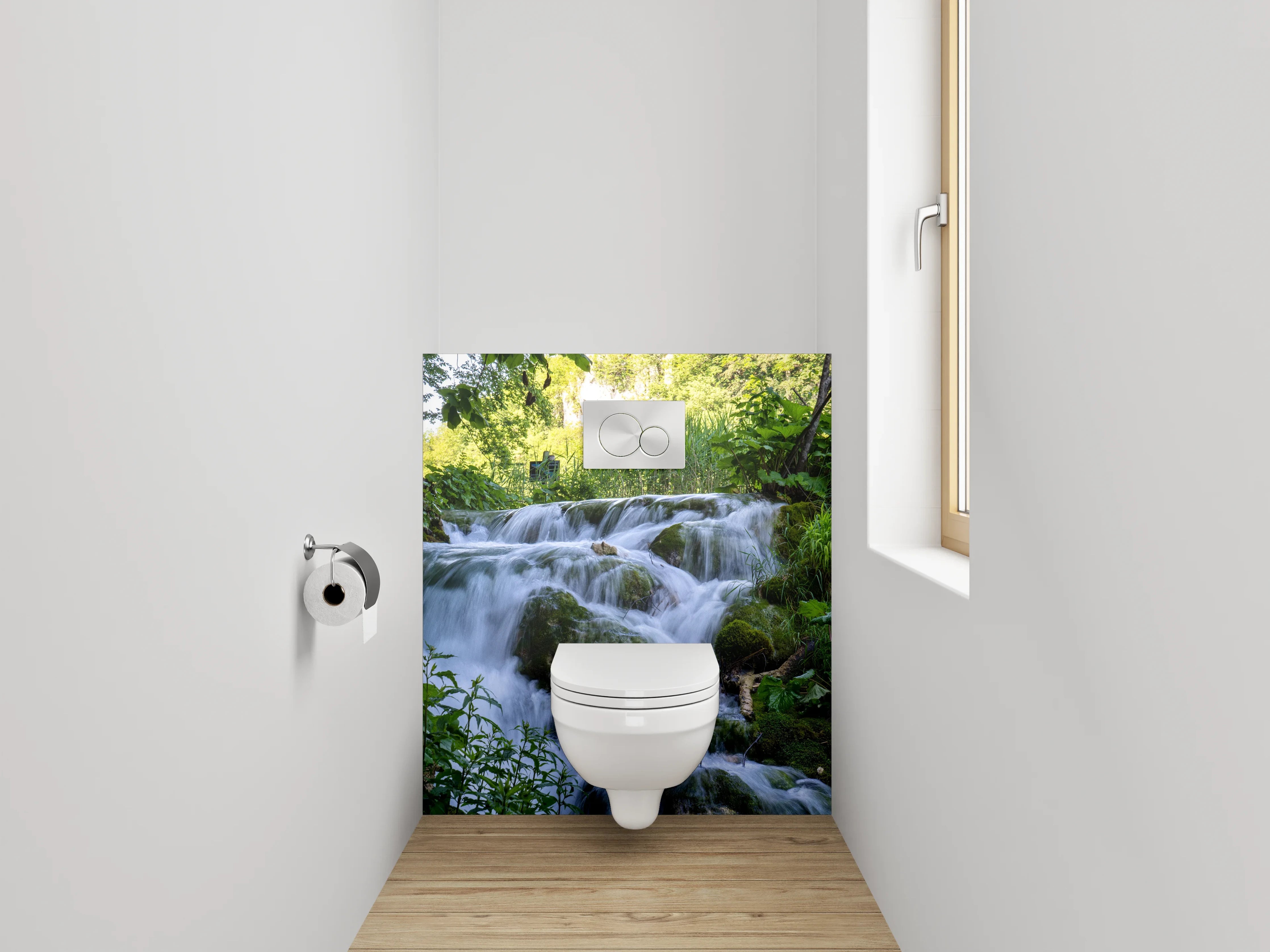 WC-Rückwand - Wasserfall im satten Grünton