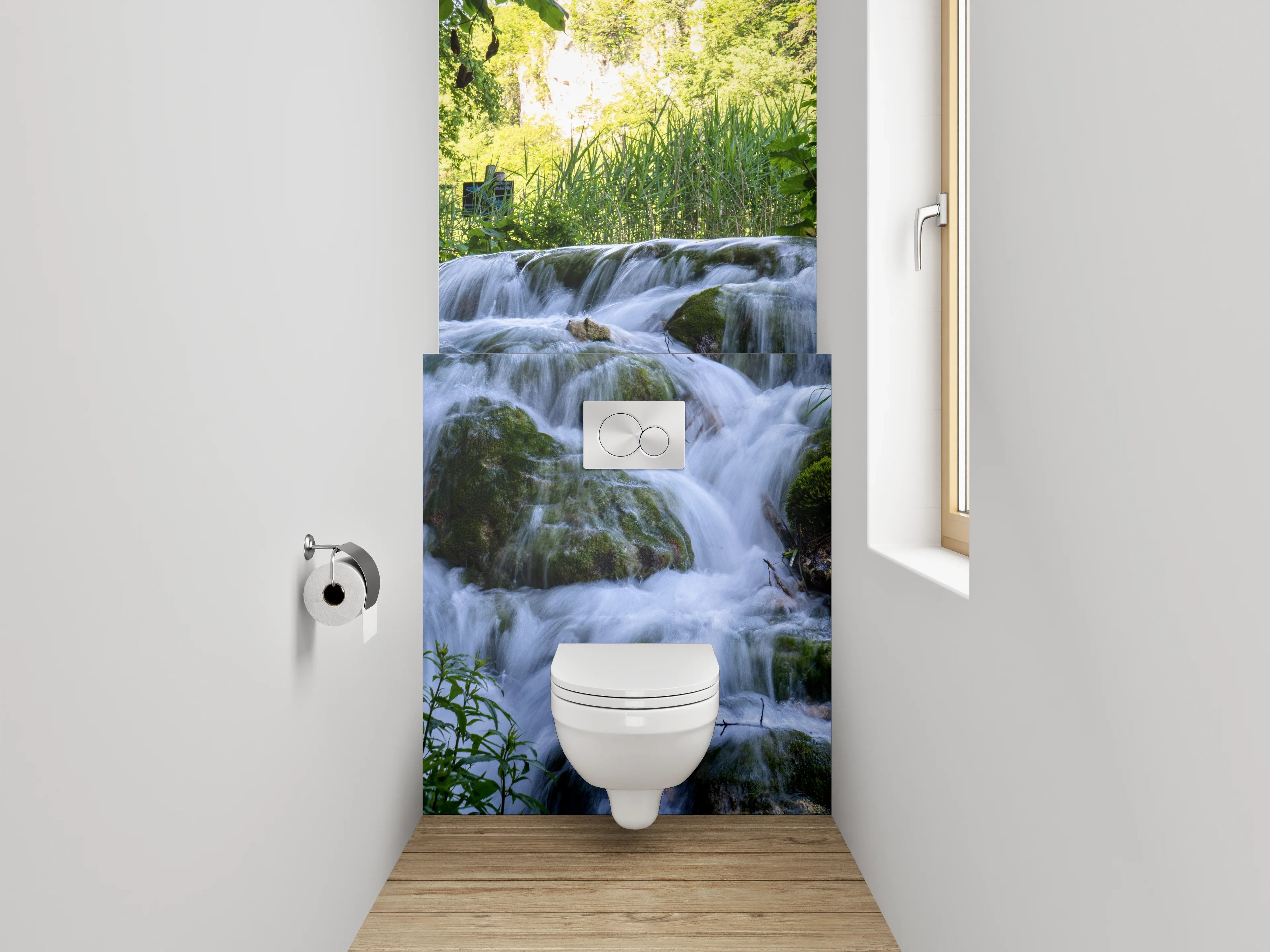 WC-Rückwand - Wasserfall im satten Grünton