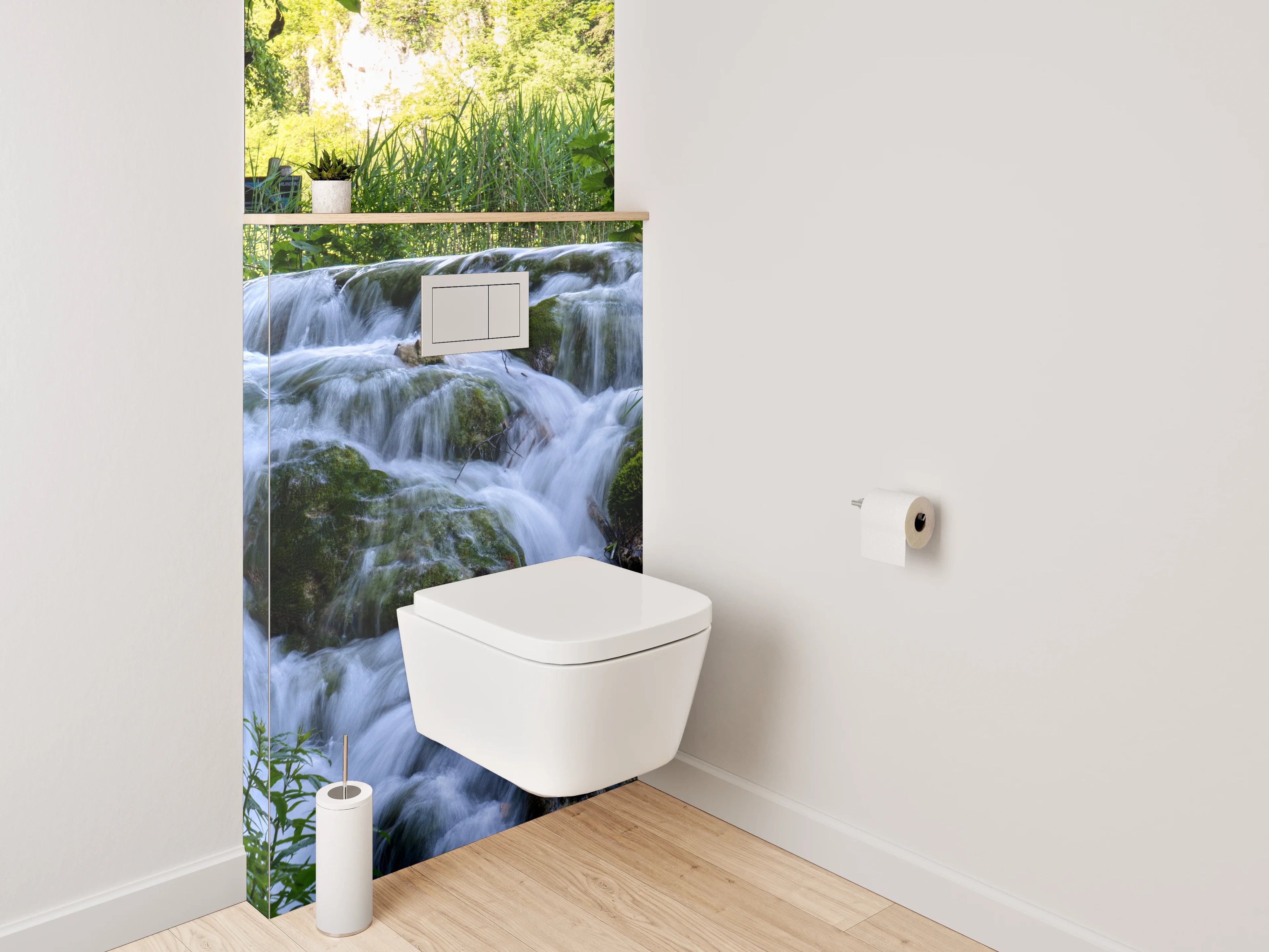 WC-Rückwand - Wasserfall im satten Grünton