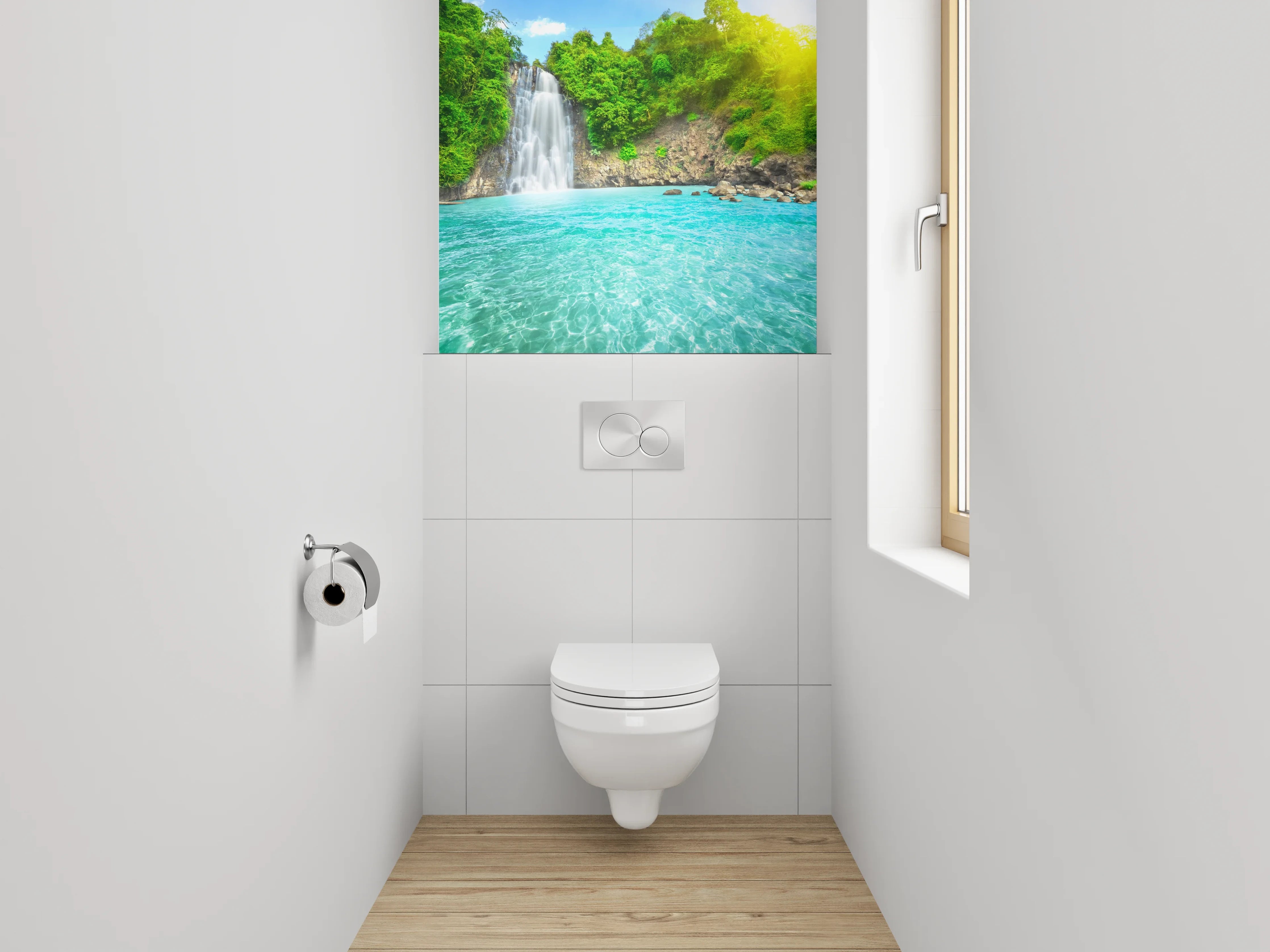 WC-Rückwand - Wasserfall im tropischen Paradies