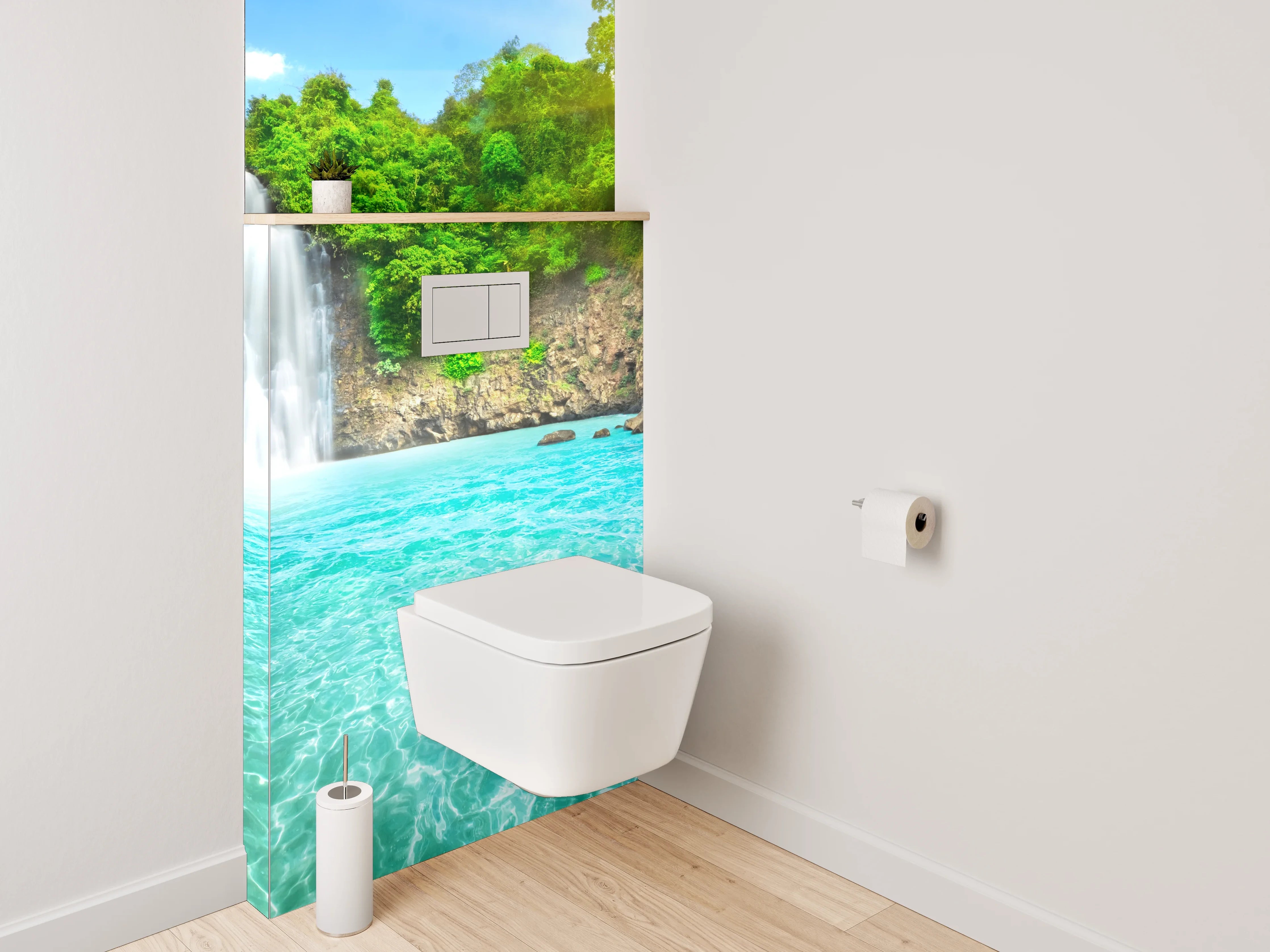 WC-Rückwand - Wasserfall im tropischen Paradies