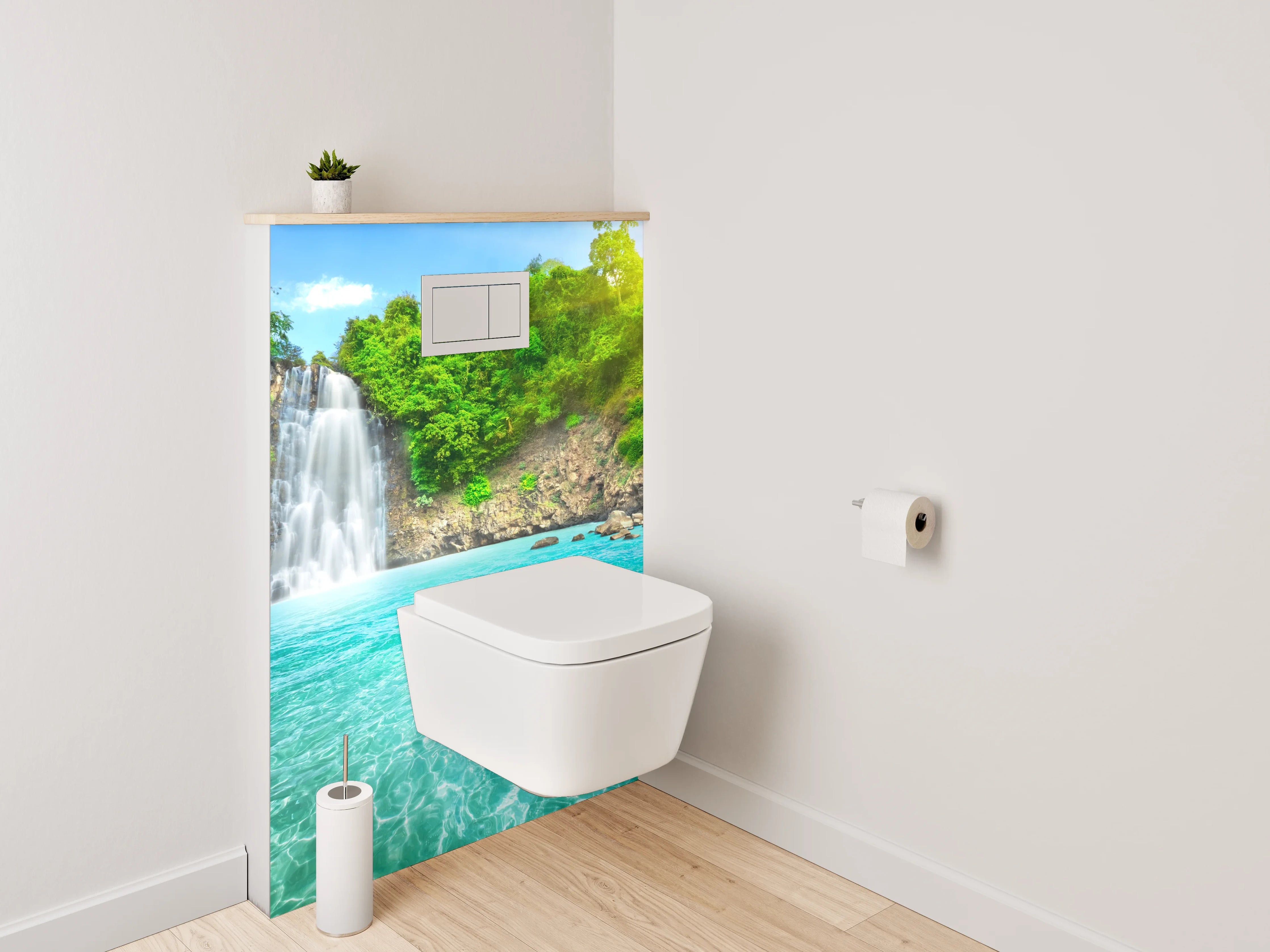 WC-Rückwand - Wasserfall im tropischen Paradies