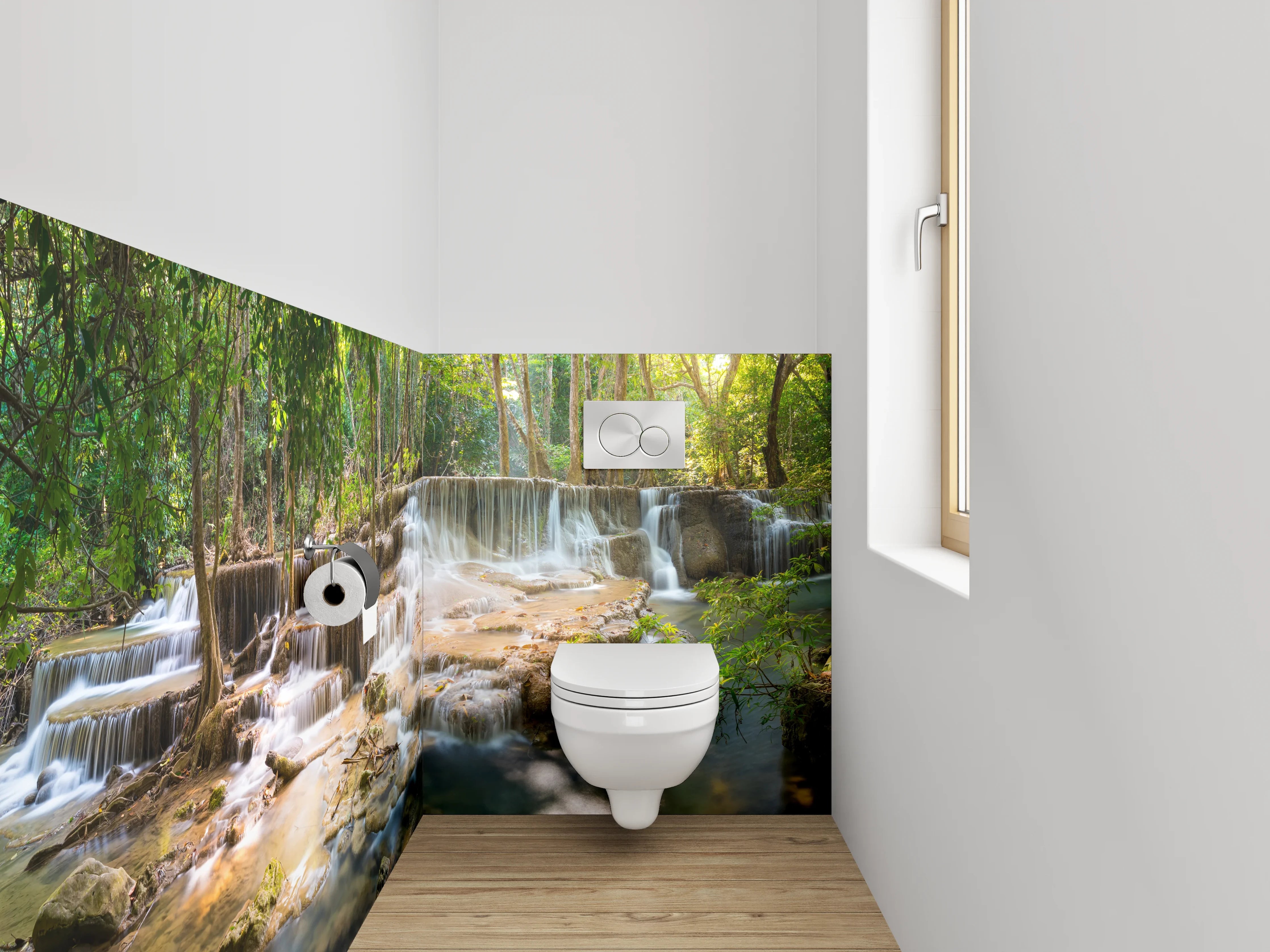 WC-Rückwand - Wasserfall im tropischen Regenwald