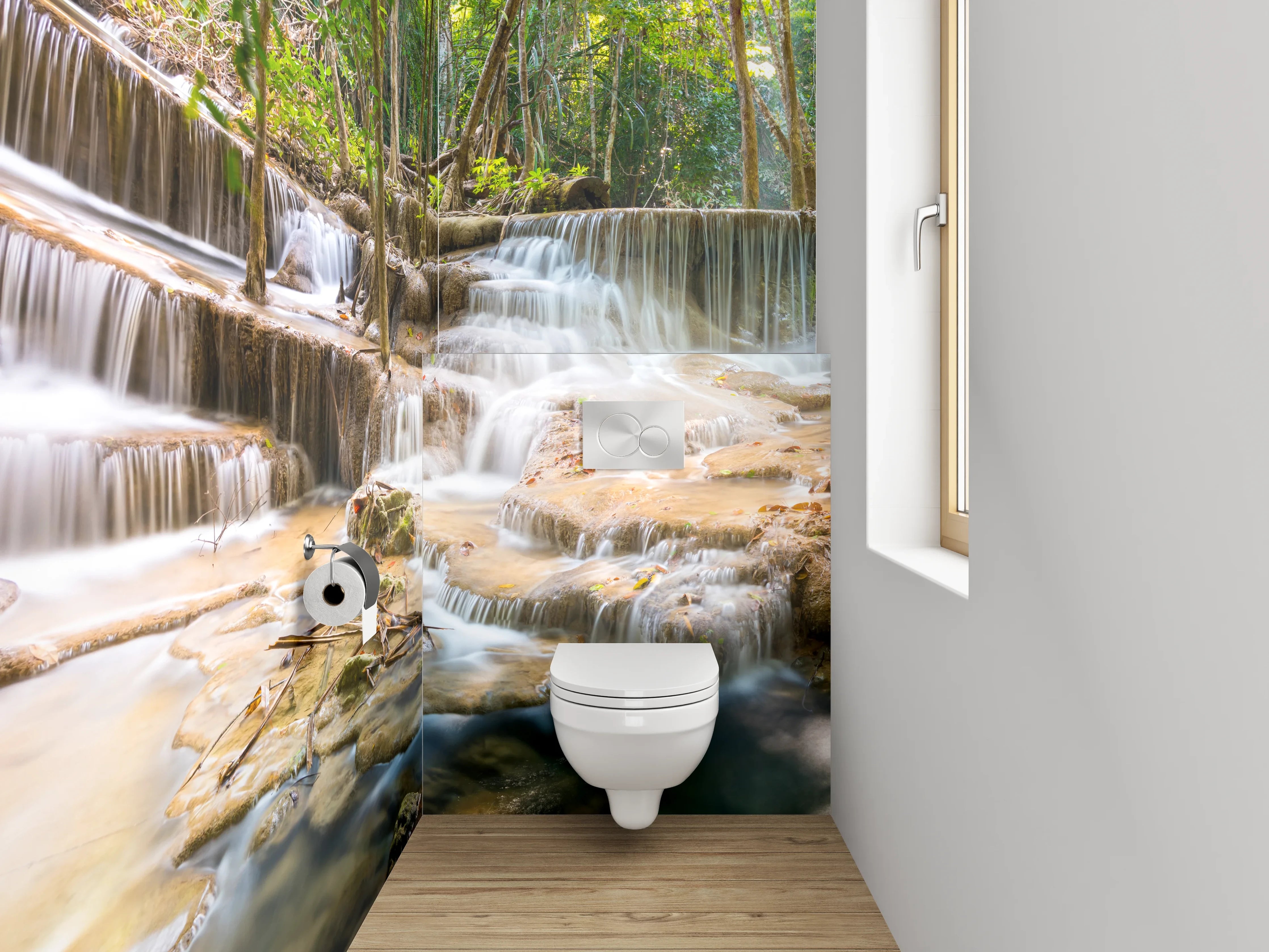 WC-Rückwand - Wasserfall im tropischen Regenwald