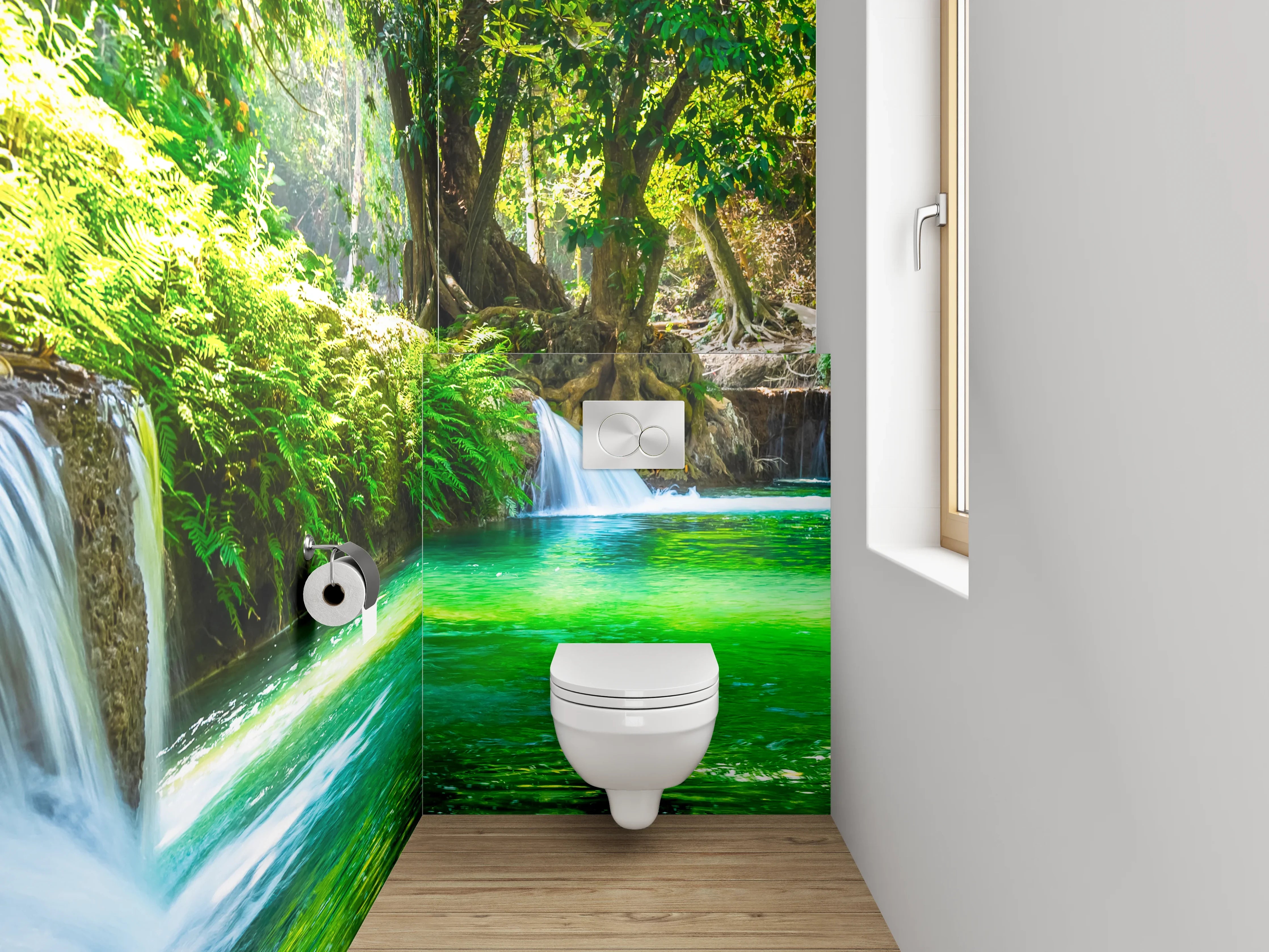 WC-Rückwand - Wasserfall im tropischen Wald
