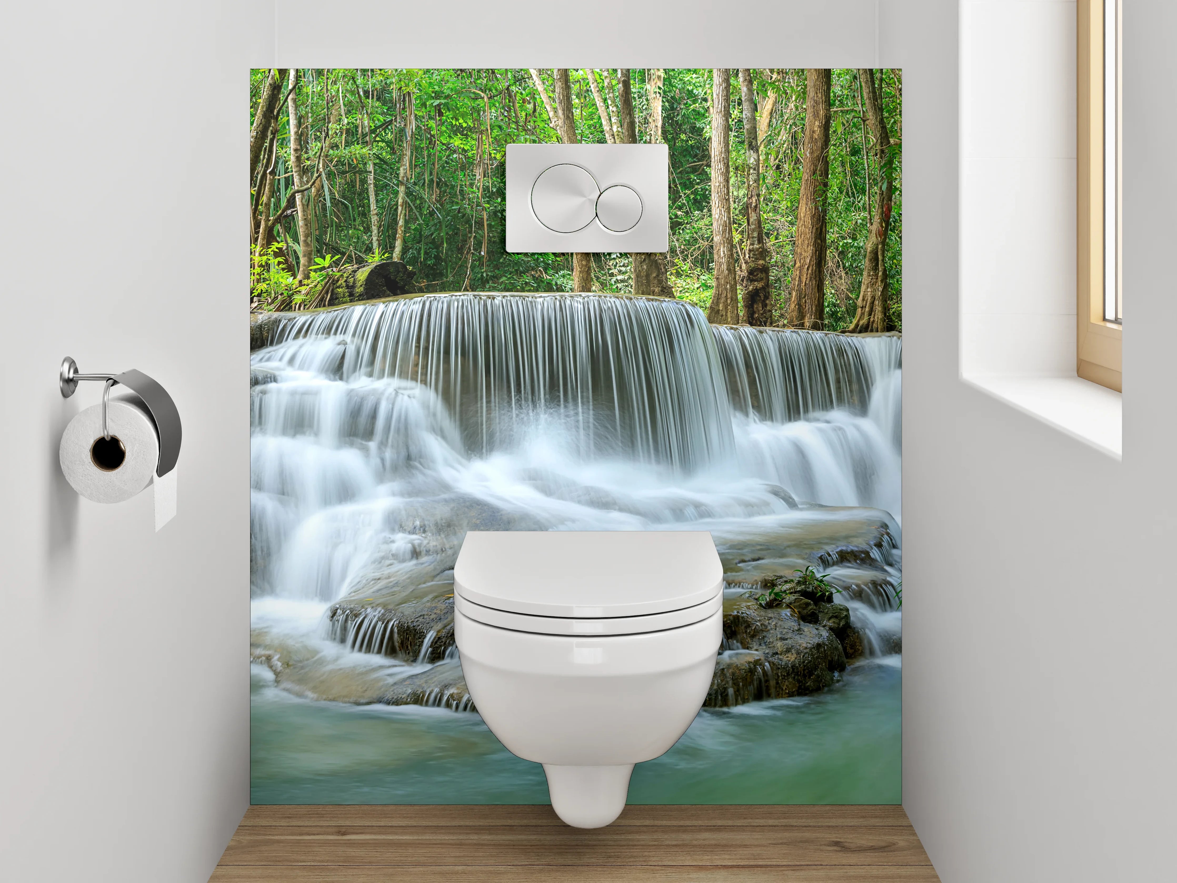 WC-Rückwand - Wasserfall in tropischem Wald