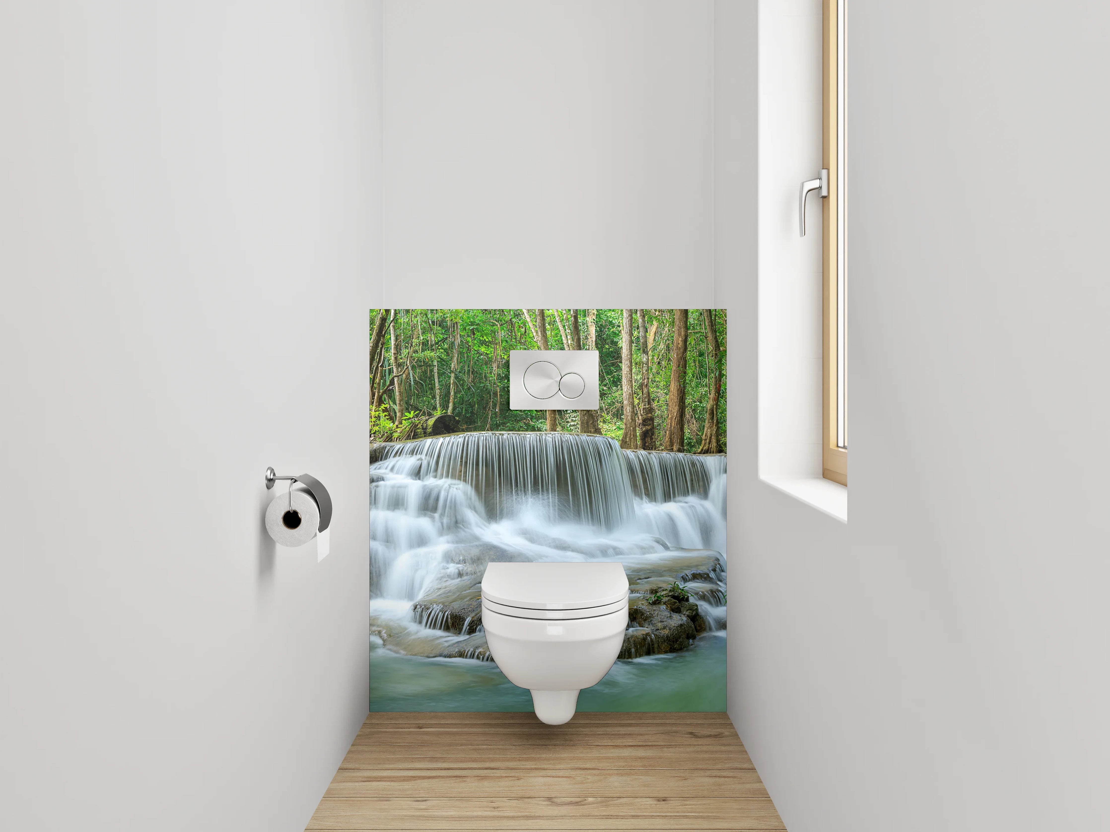WC-Rückwand - Wasserfall in tropischem Wald