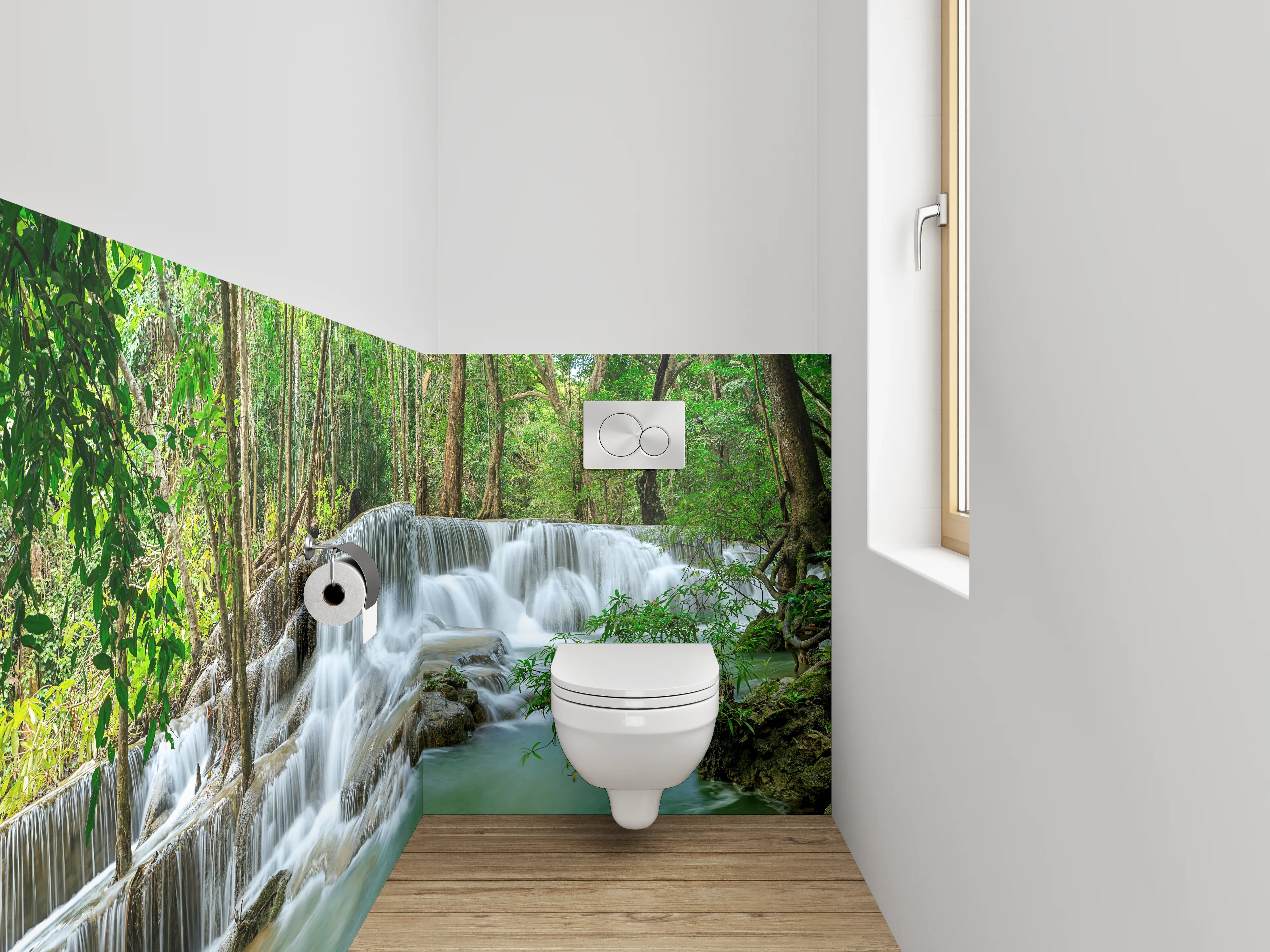 WC-Rückwand - Wasserfall in tropischem Wald