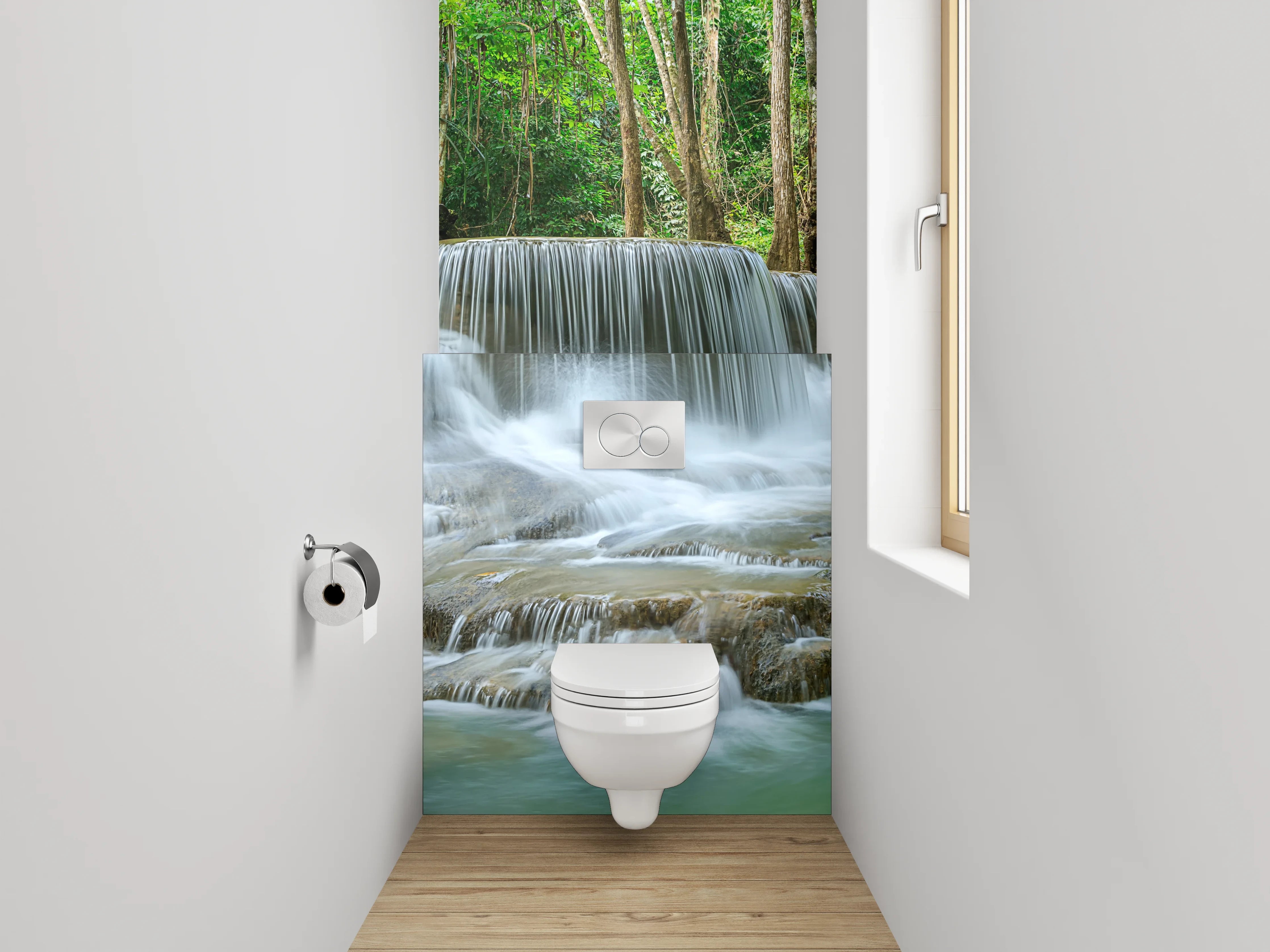 WC-Rückwand - Wasserfall in tropischem Wald