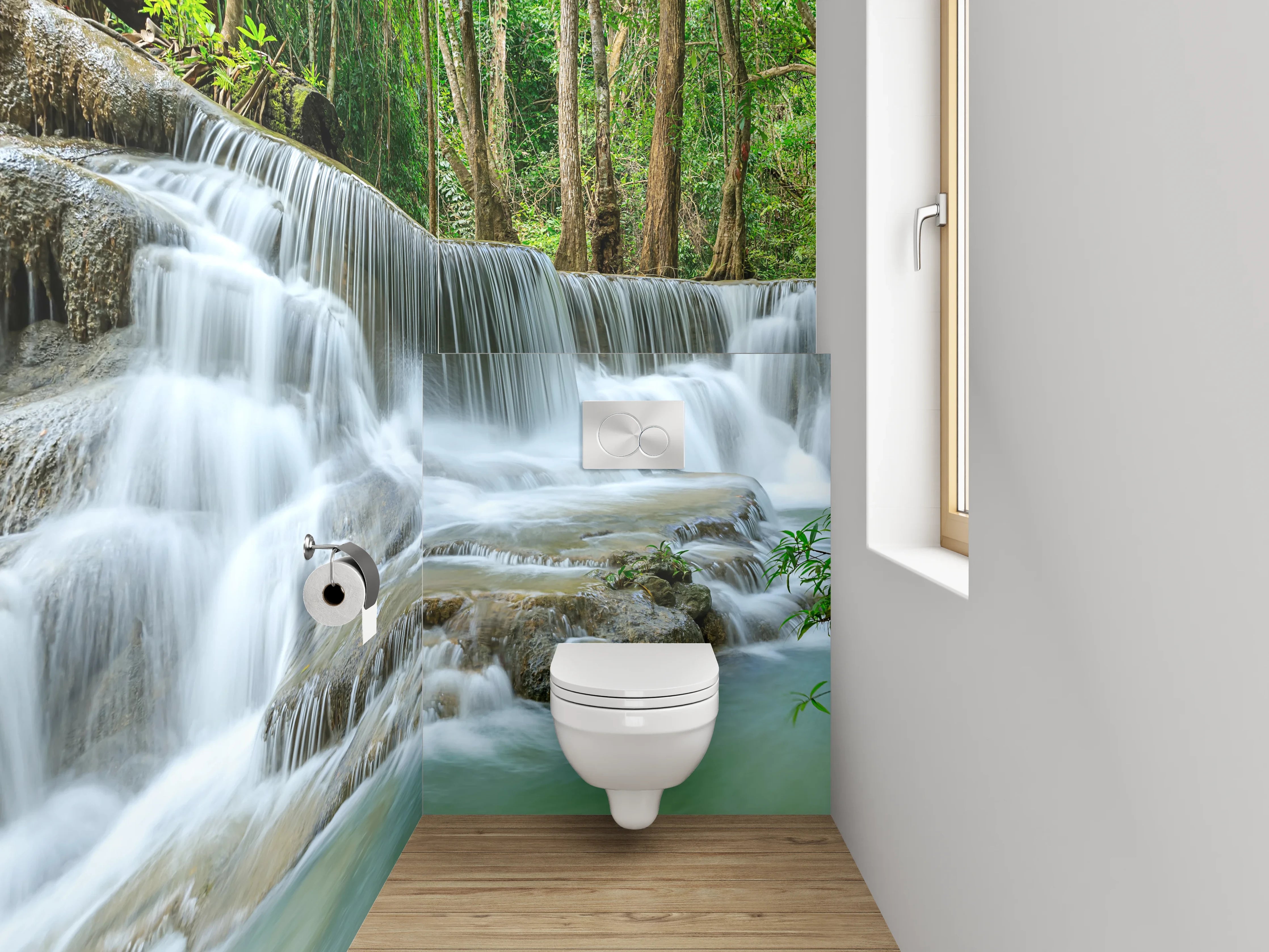 WC-Rückwand - Wasserfall in tropischem Wald