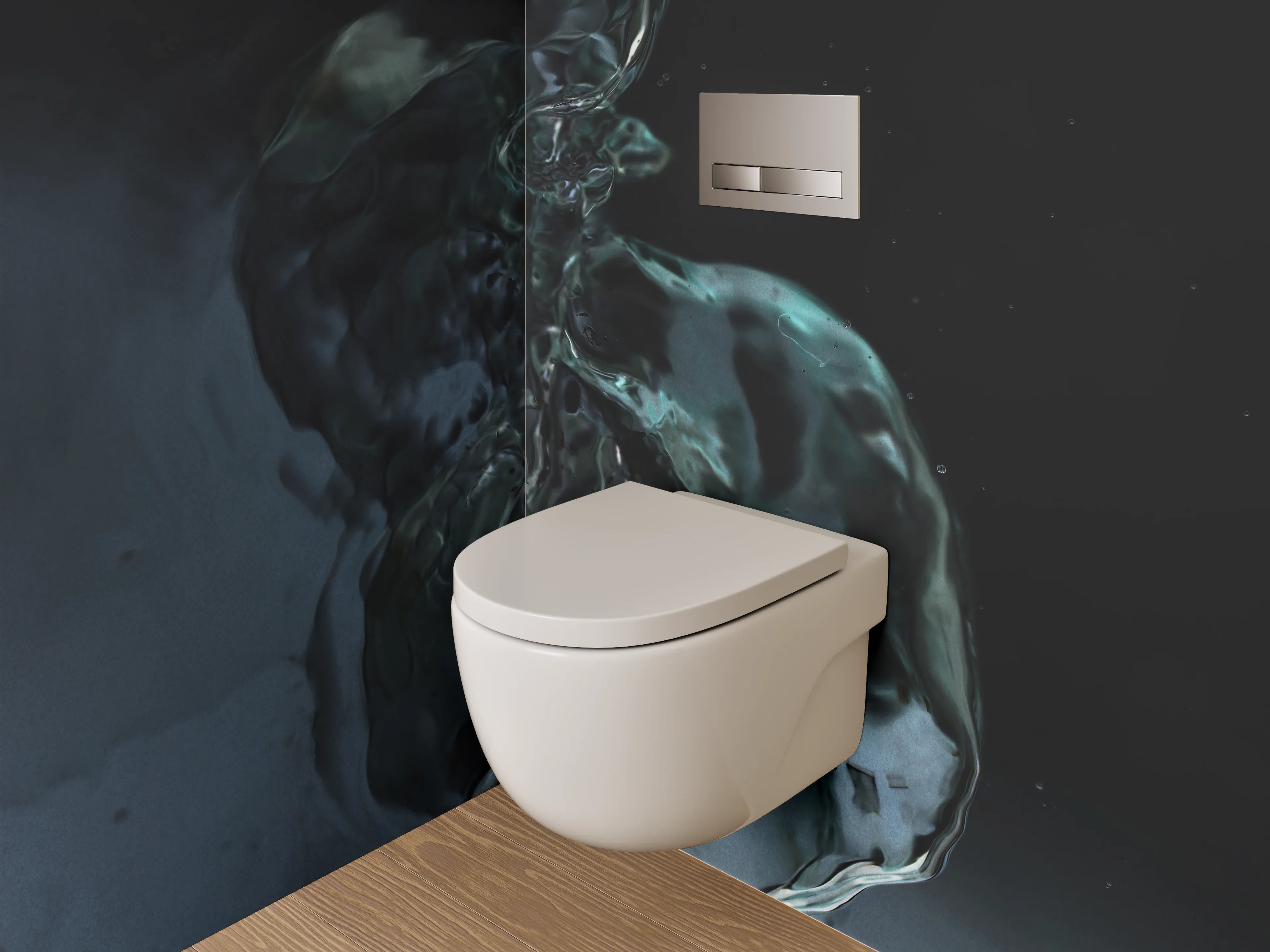 WC-Rückwand - Wasserfluss abstrakt Schwarz Blau