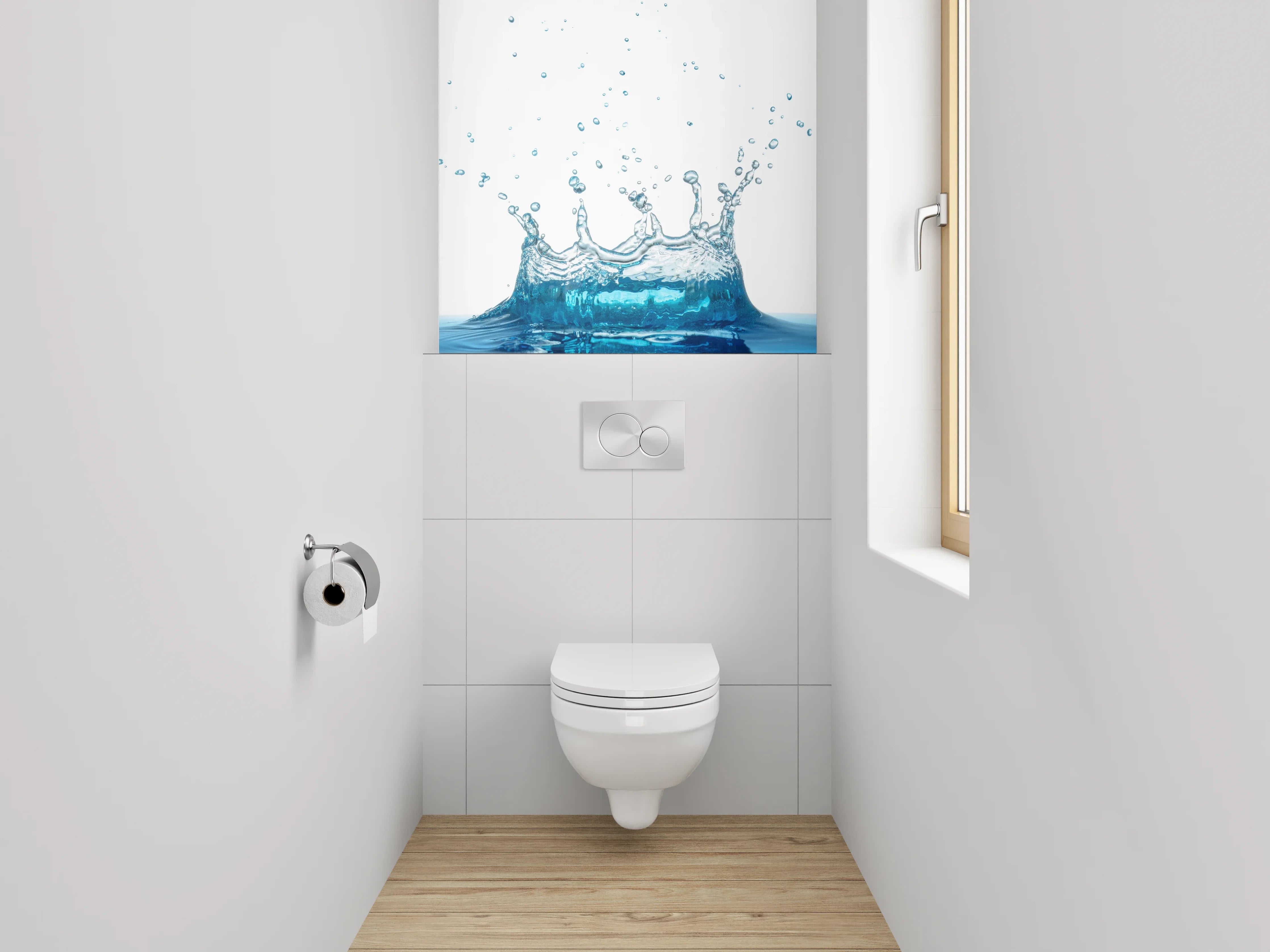 WC-Rückwand - Wasserspritzer Blau Fotodruck