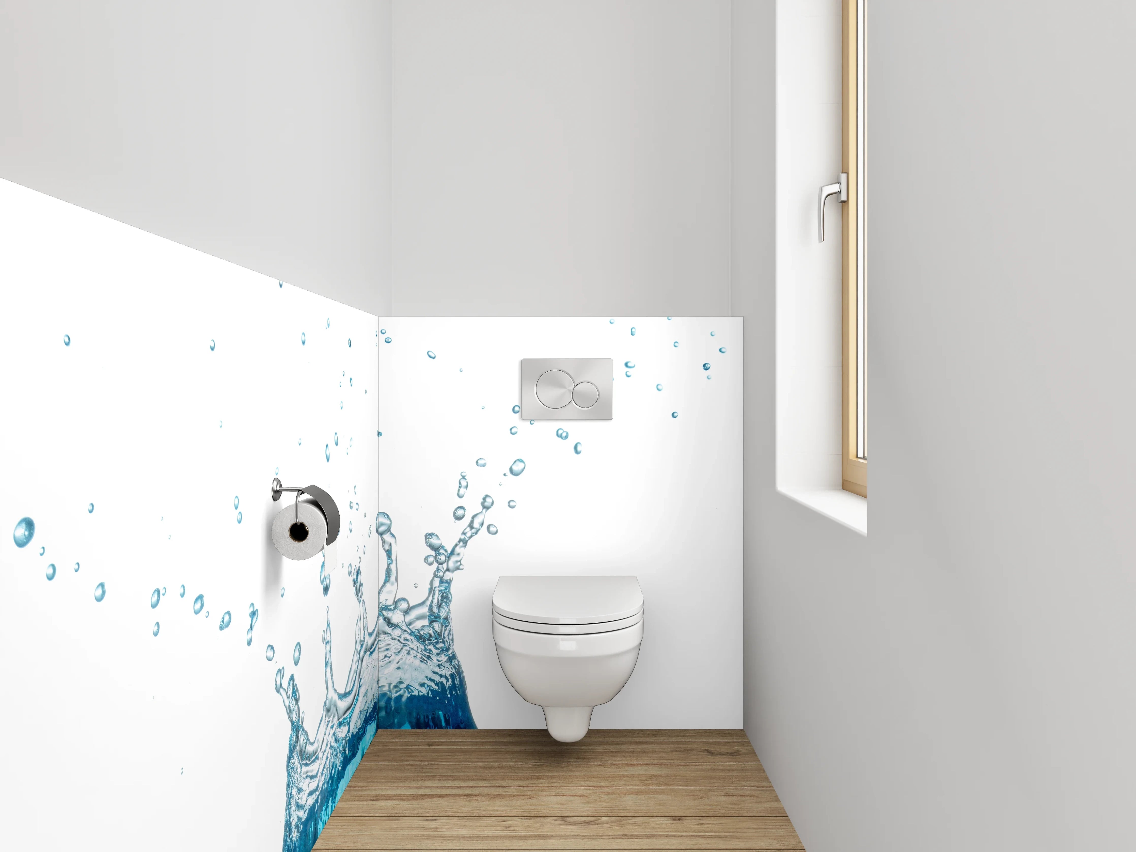 WC-Rückwand - Wasserspritzer Blau Fotodruck