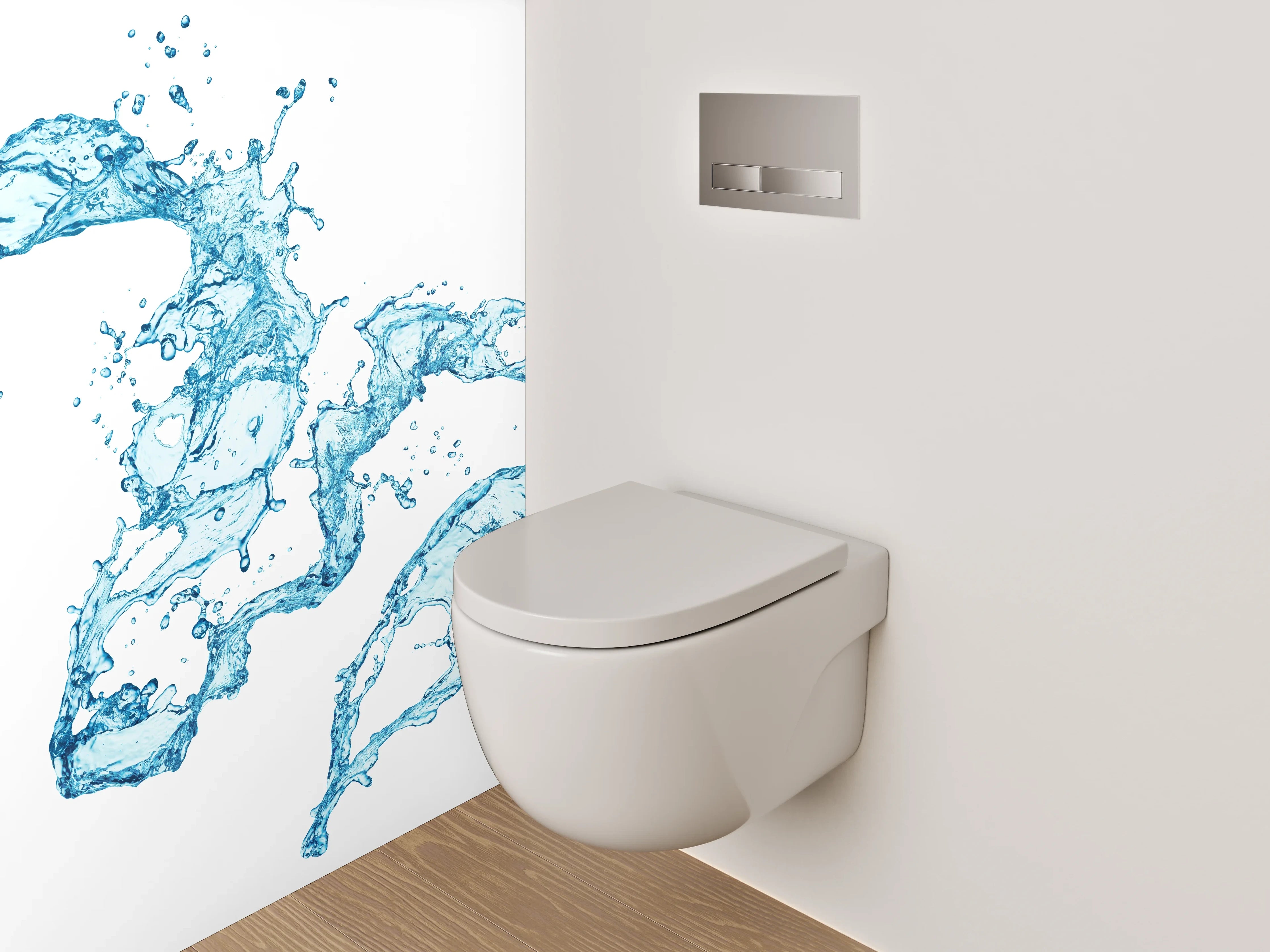 WC-Rückwand - Wasserspritzer abstrakt auf Weiß