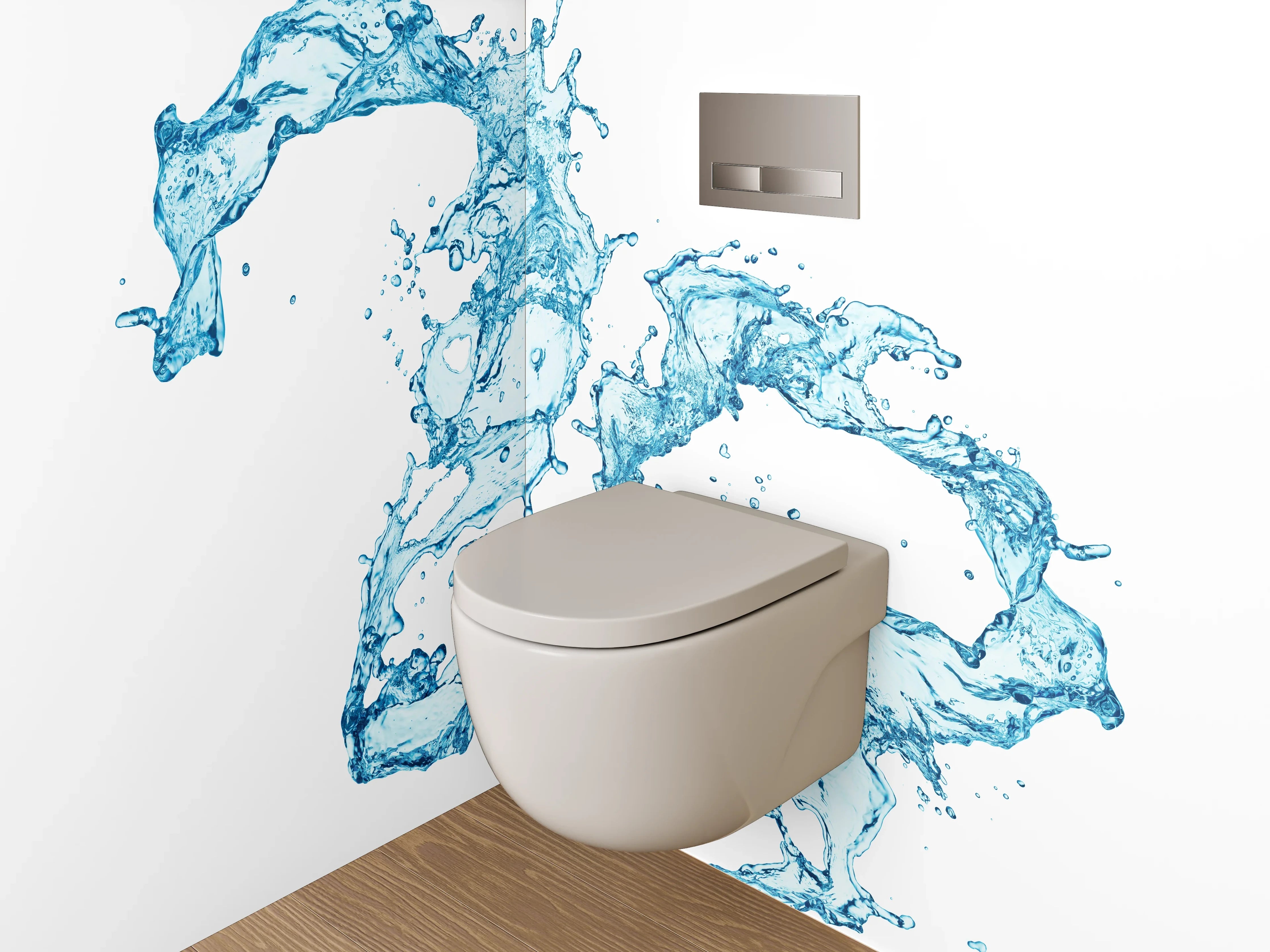 WC-Rückwand - Wasserspritzer abstrakt auf Weiß