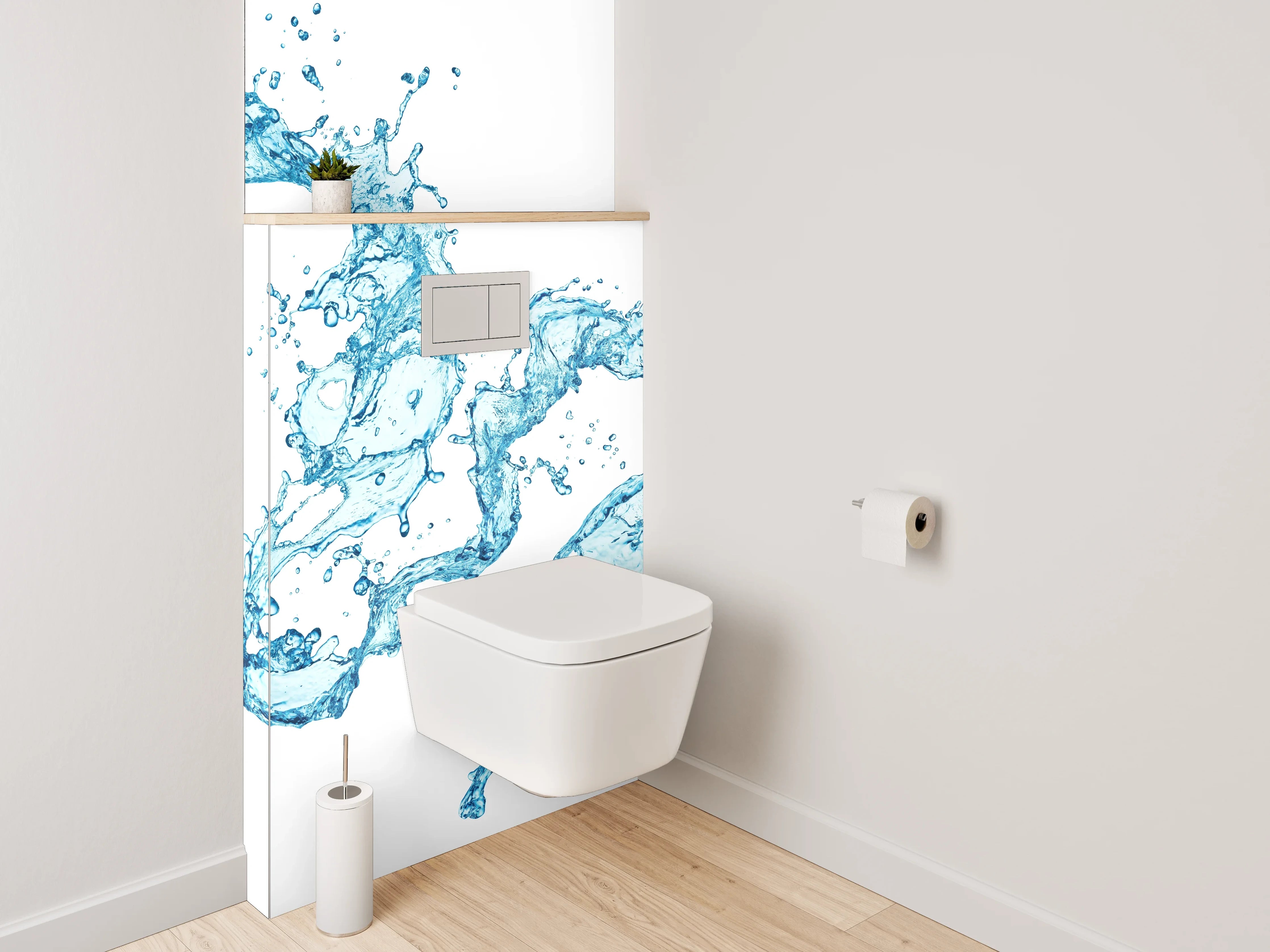 WC-Rückwand - Wasserspritzer abstrakt auf Weiß