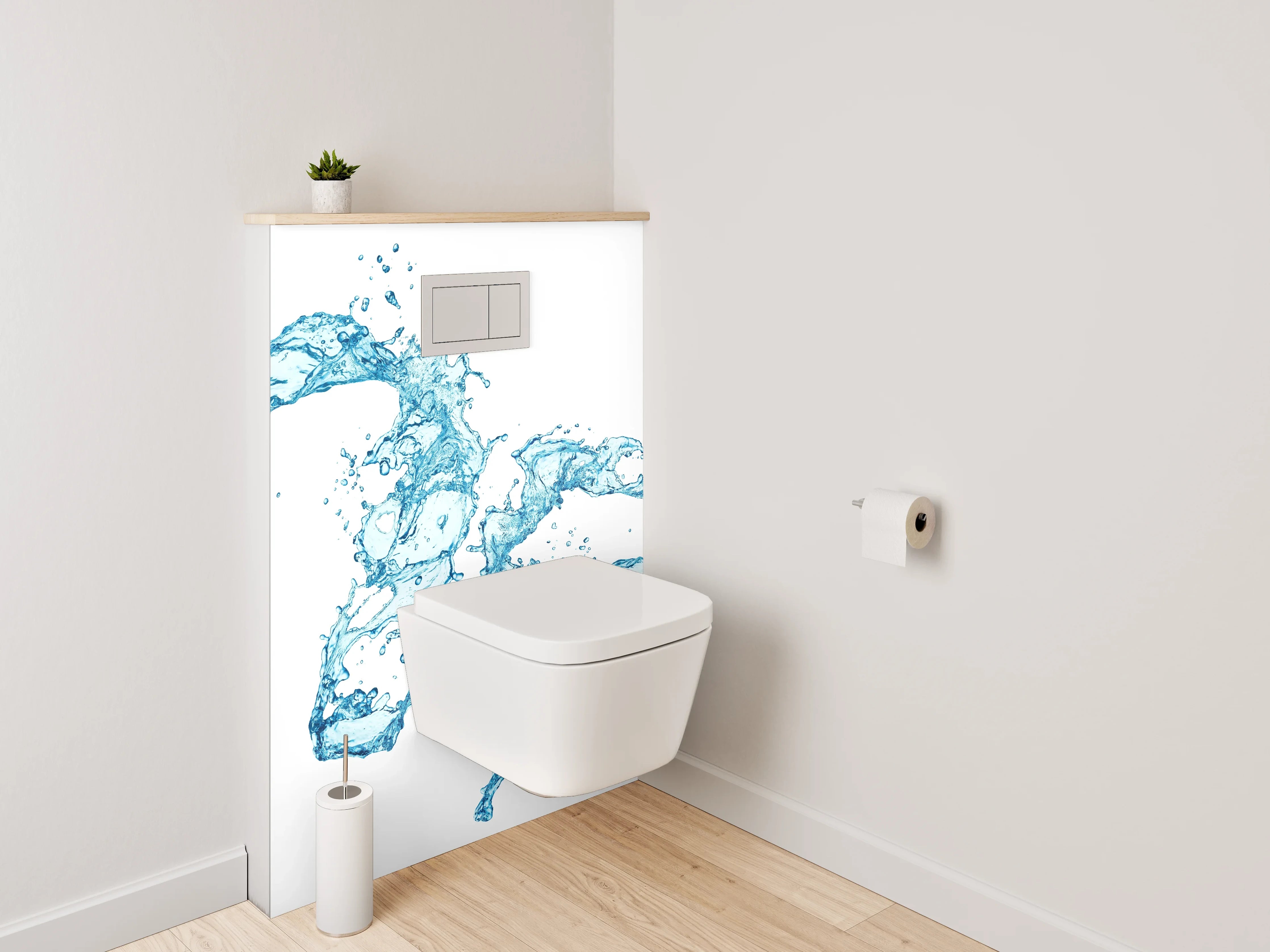 WC-Rückwand - Wasserspritzer abstrakt auf Weiß