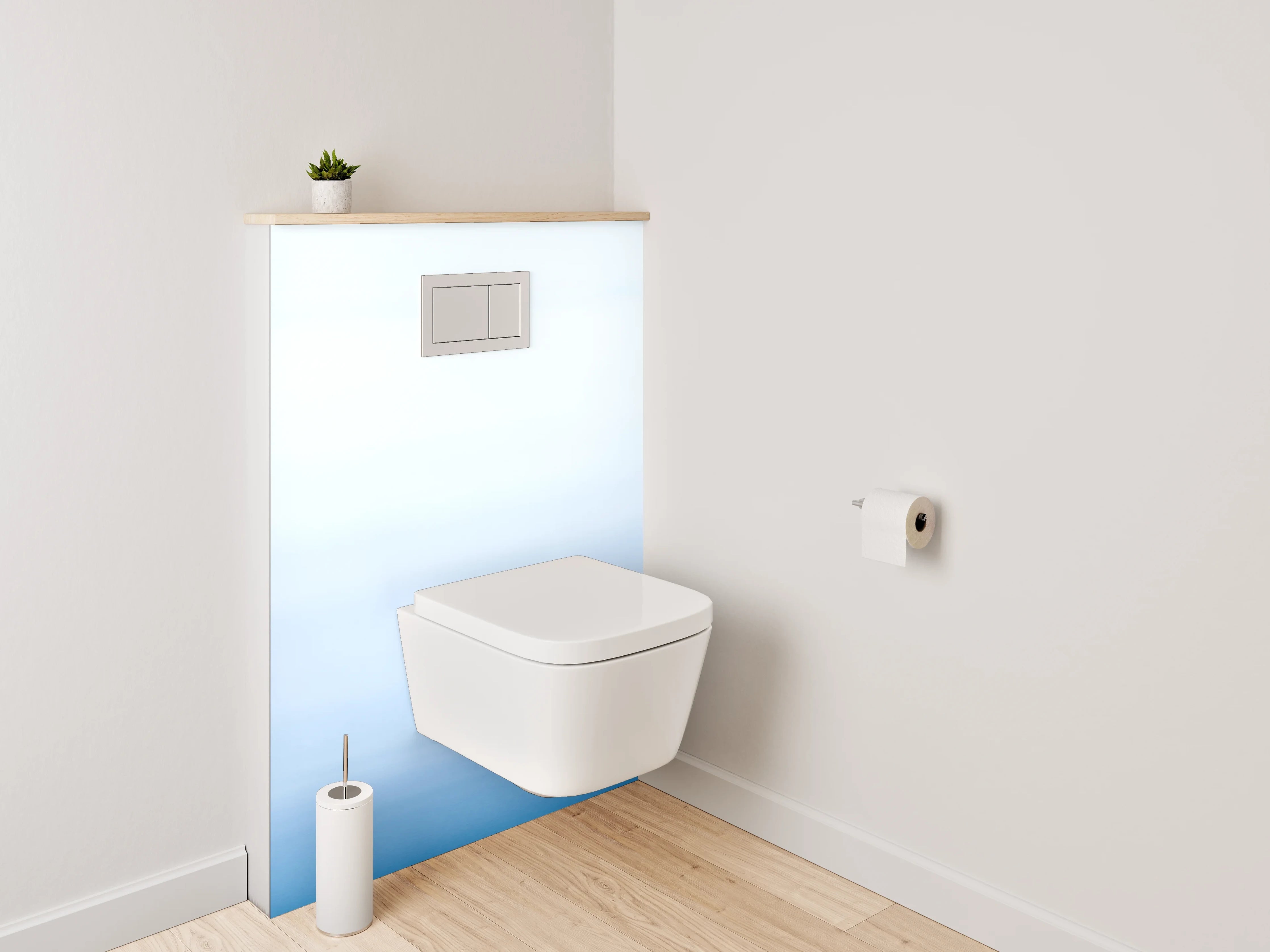 WC-Rückwand - Wassertropfen Ruhe – Blau weiß minimal