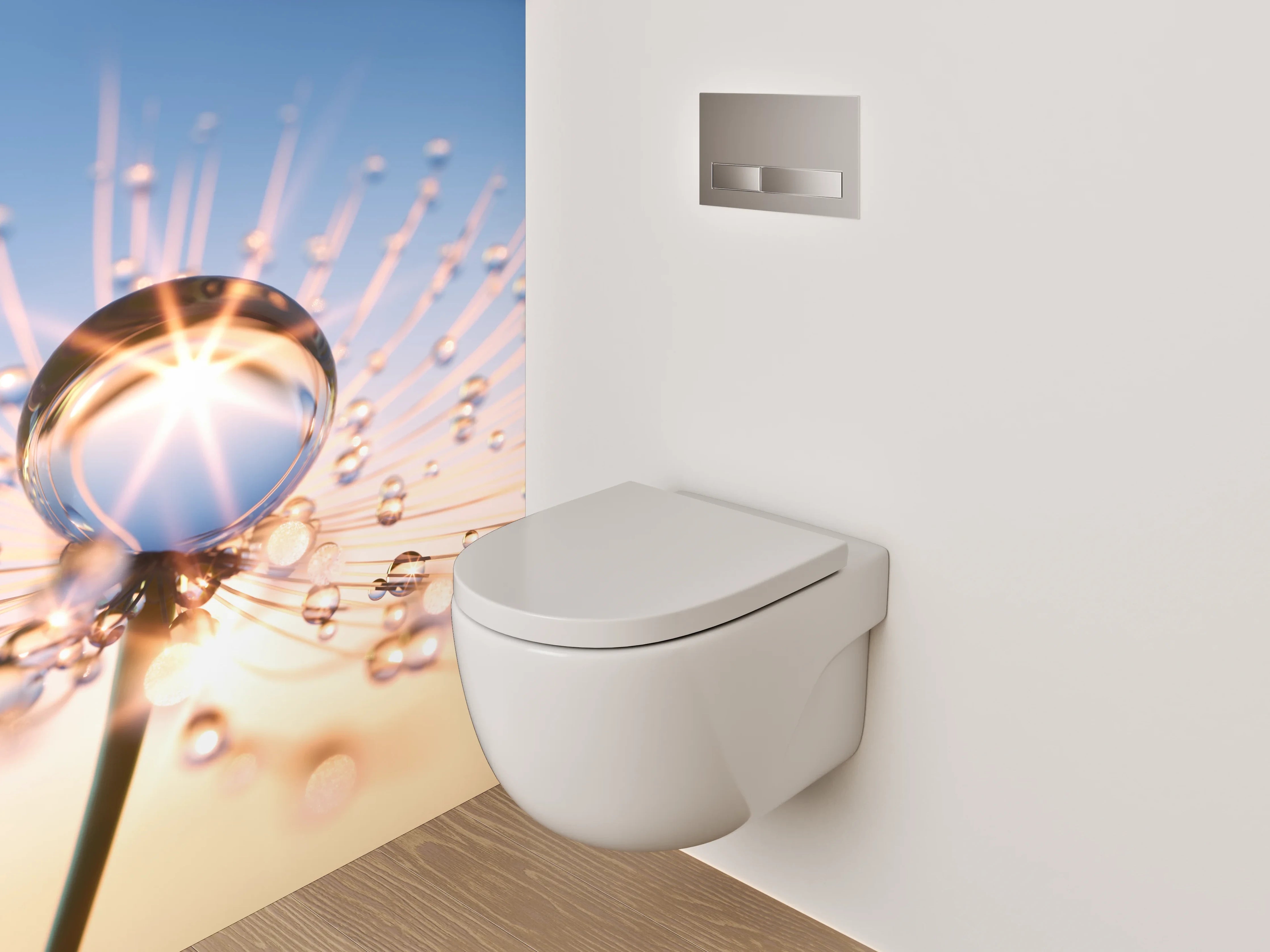 WC-Rückwand - Wassertropfen auf Pusteblume Makro