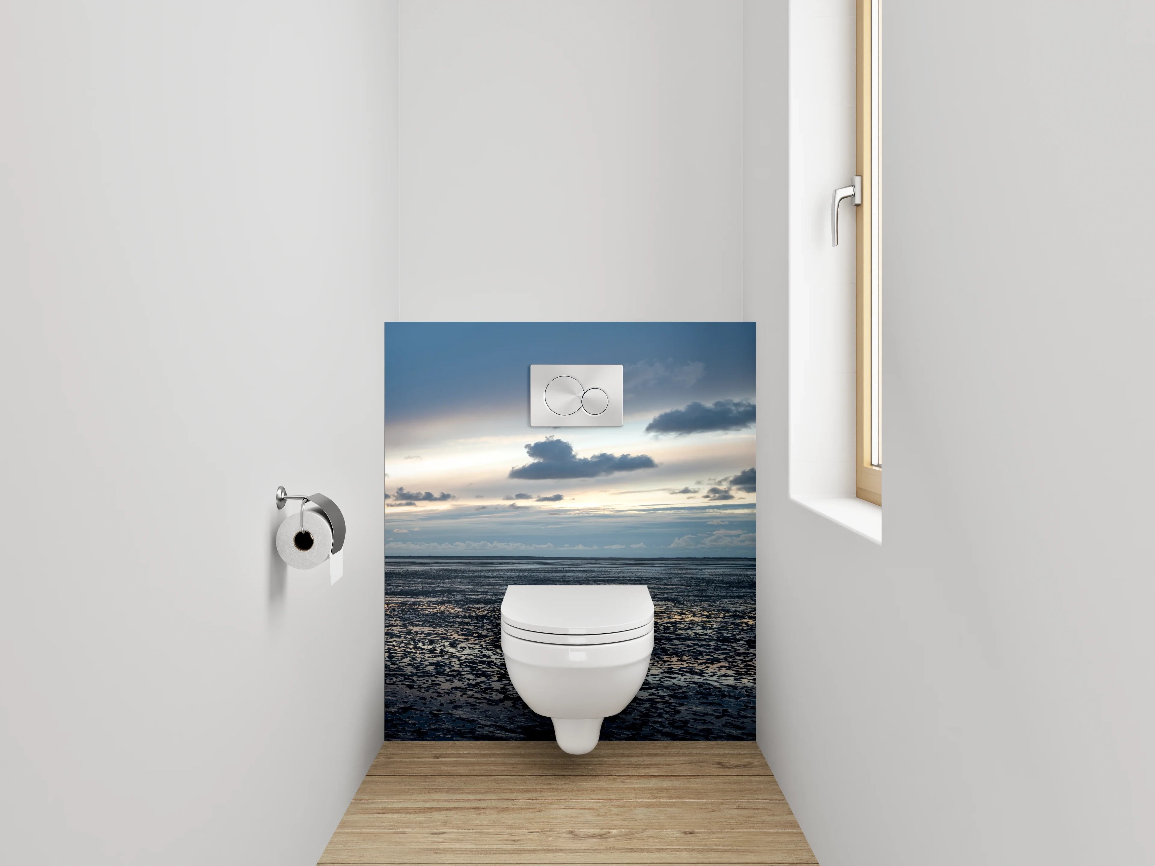 WC-Rückwand - Wattlandschaft bei Sonnenuntergang Panorama