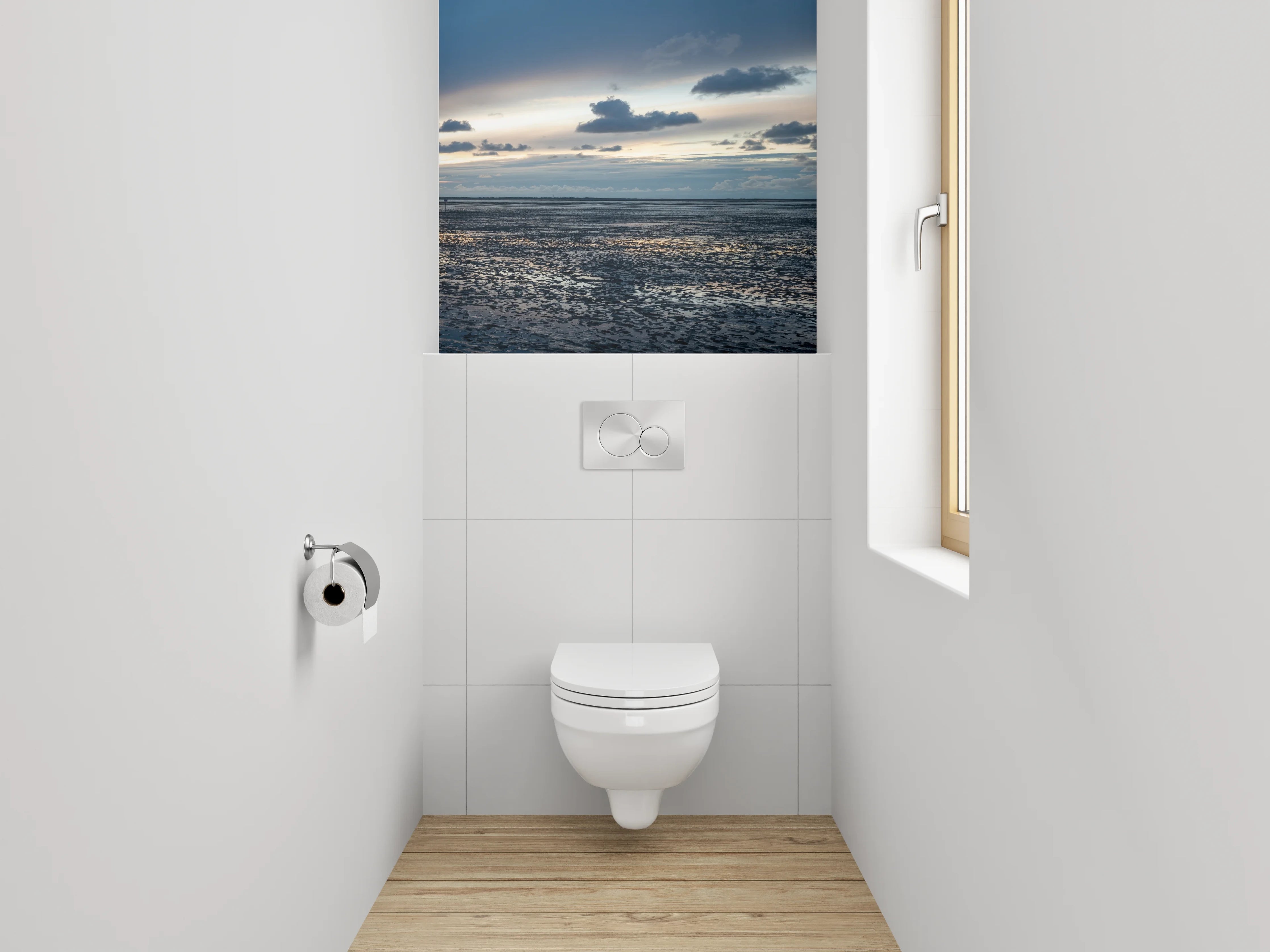 WC-Rückwand - Wattlandschaft bei Sonnenuntergang Panorama