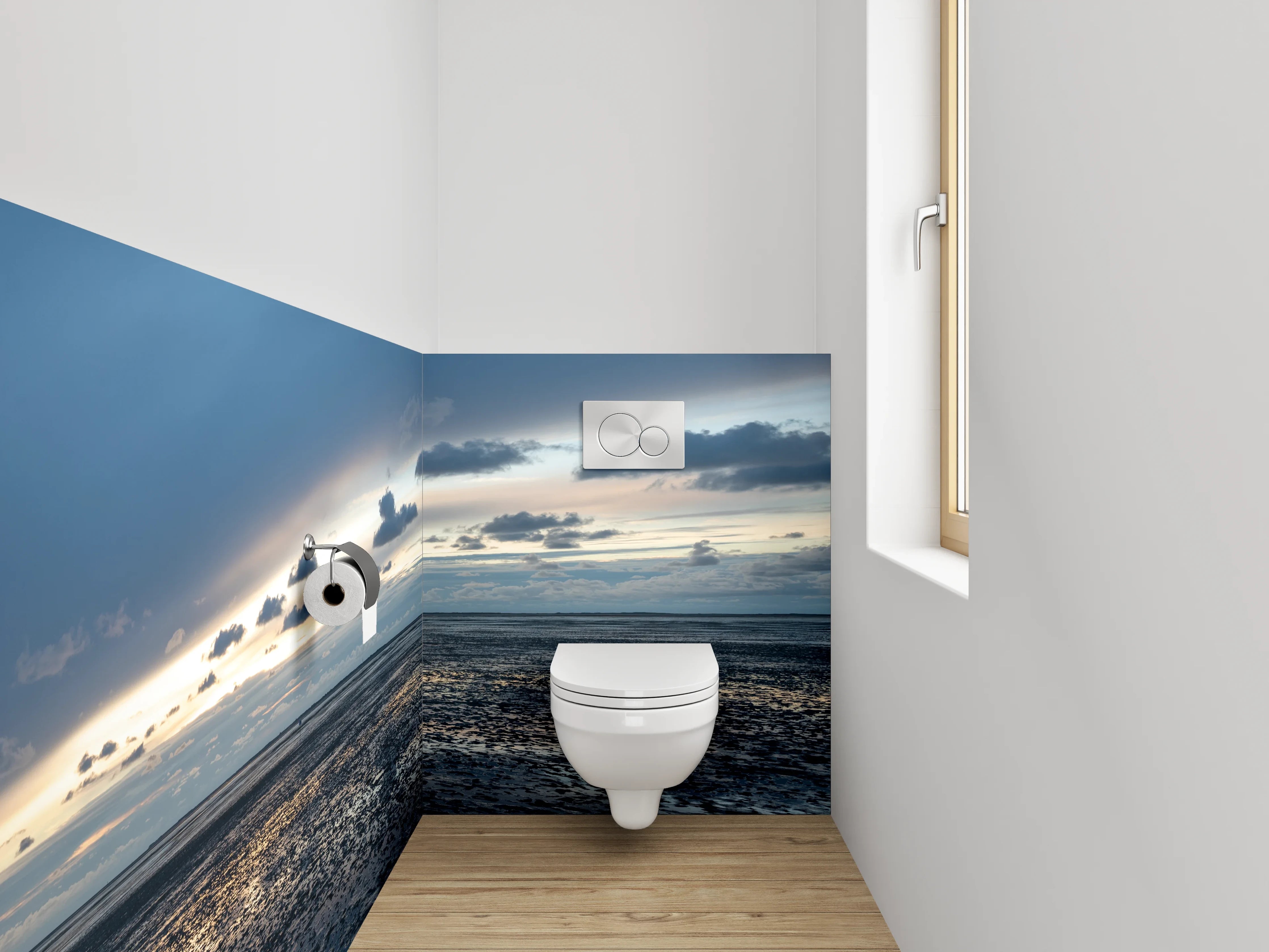 WC-Rückwand - Wattlandschaft bei Sonnenuntergang Panorama