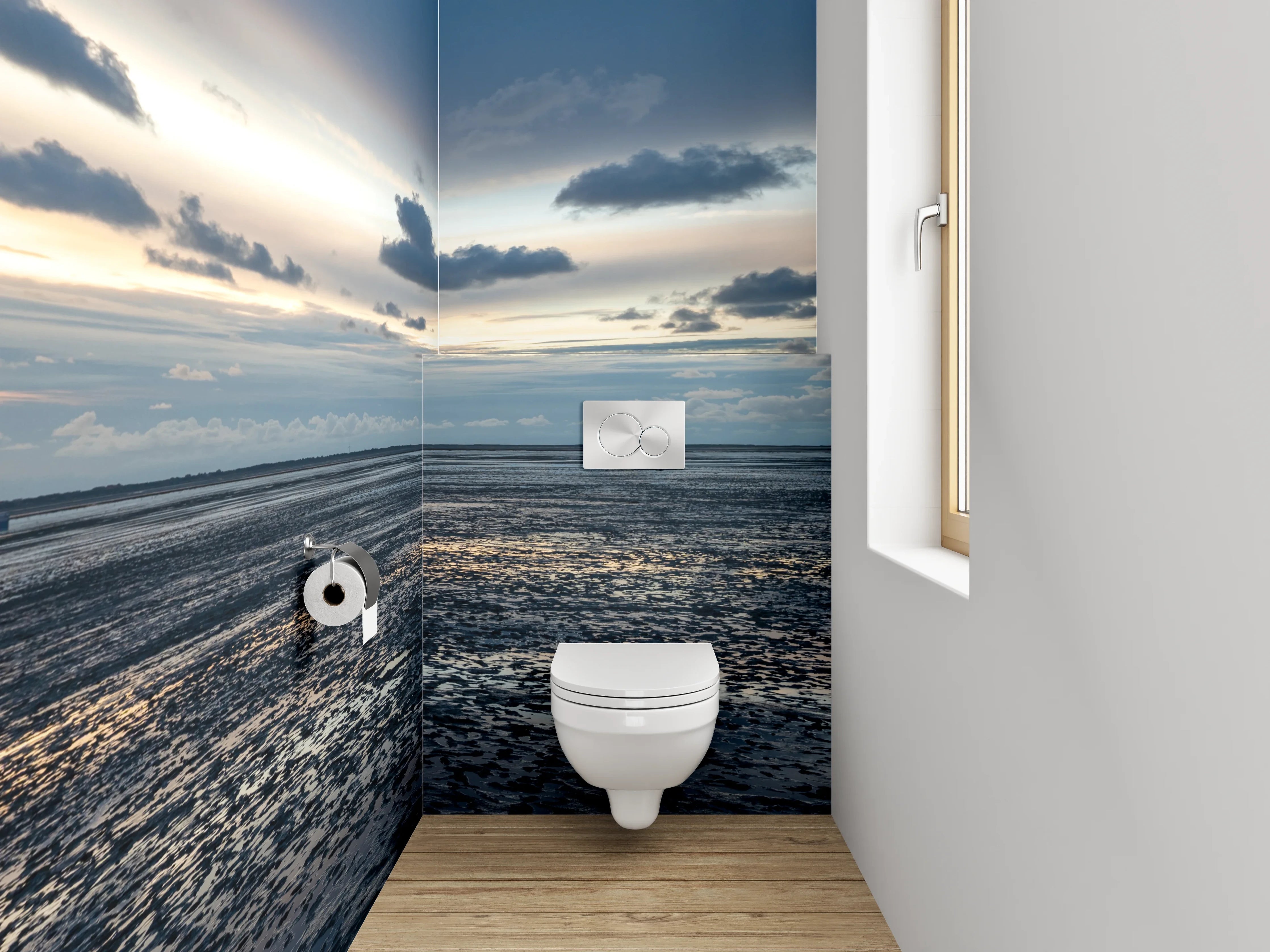 WC-Rückwand - Wattlandschaft bei Sonnenuntergang Panorama
