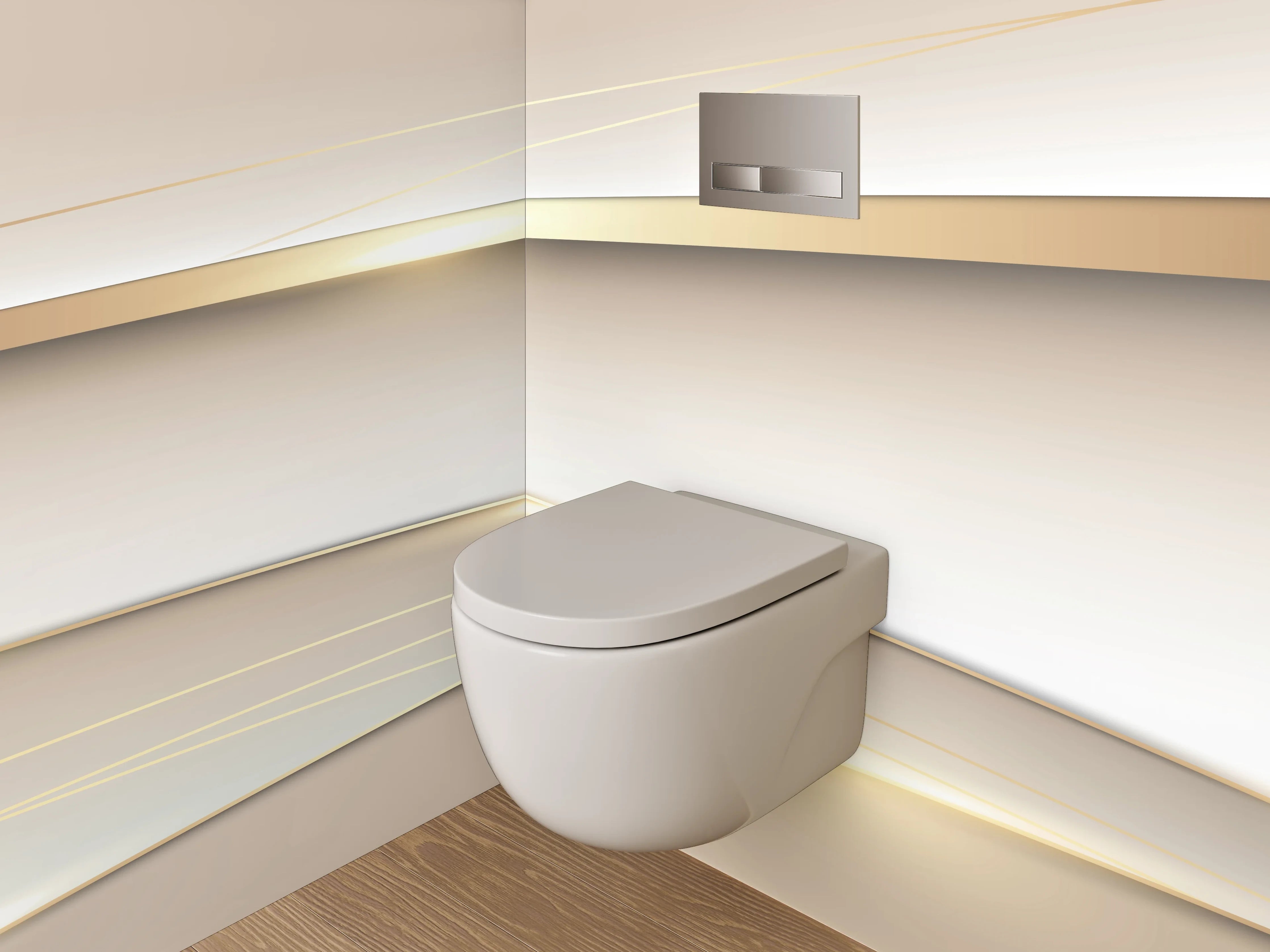 WC-Rückwand - Weiche Beige- und Grautöne mit sanften Linien
