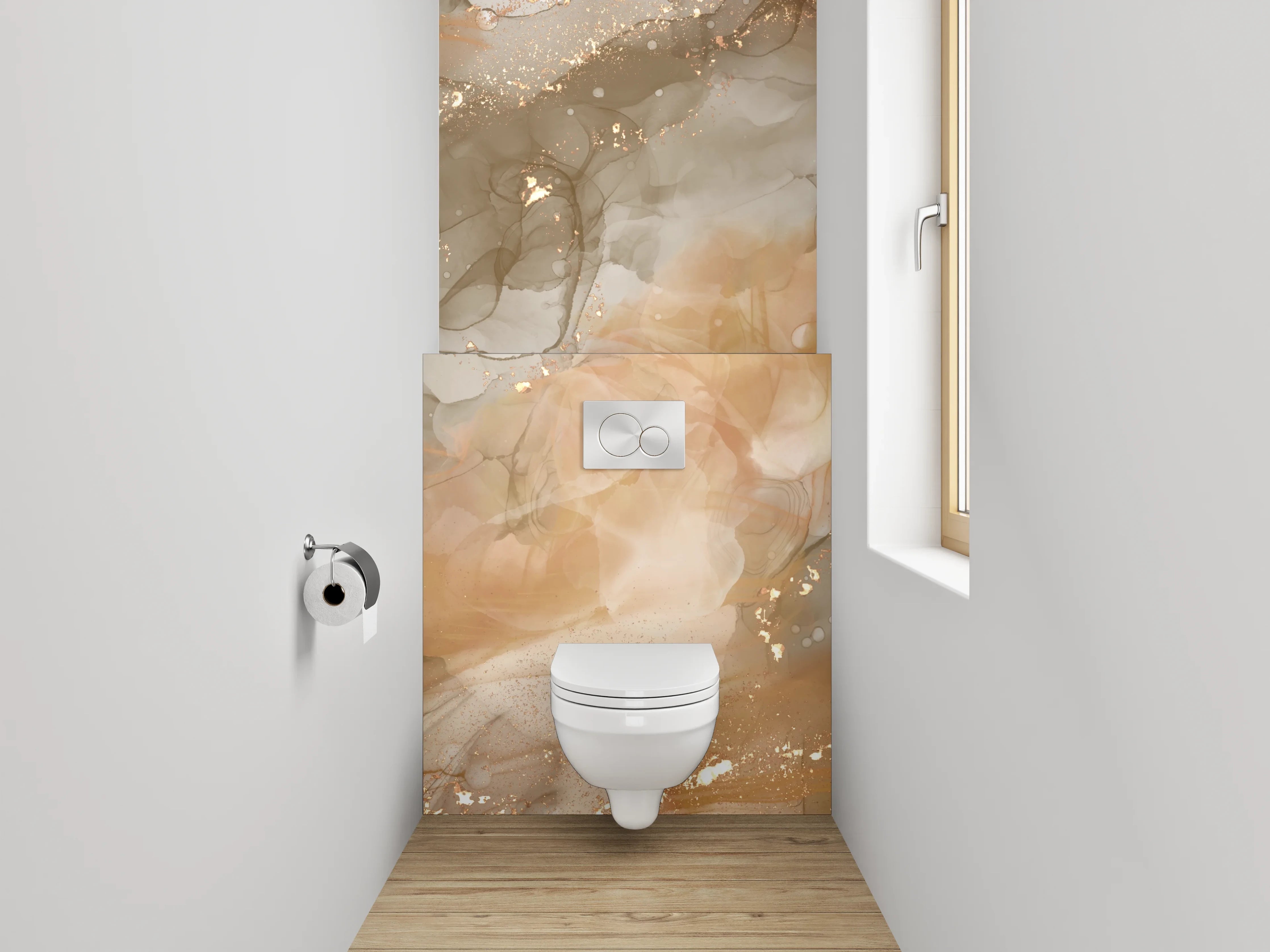 WC-Rückwand - Weiche, warme Farbenspiele