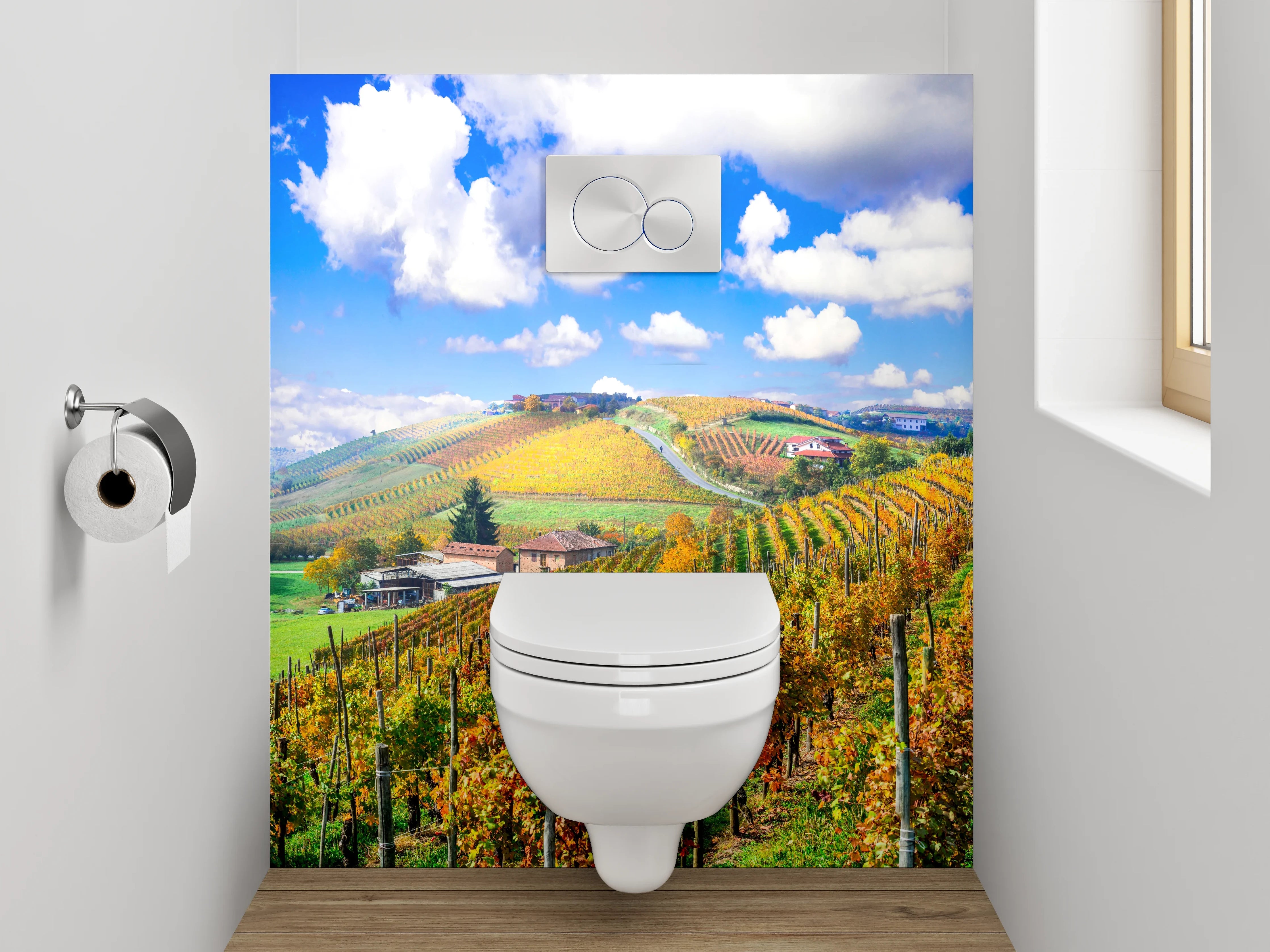 WC-Rückwand - Weinberg Landschaft mit blauem Himmel