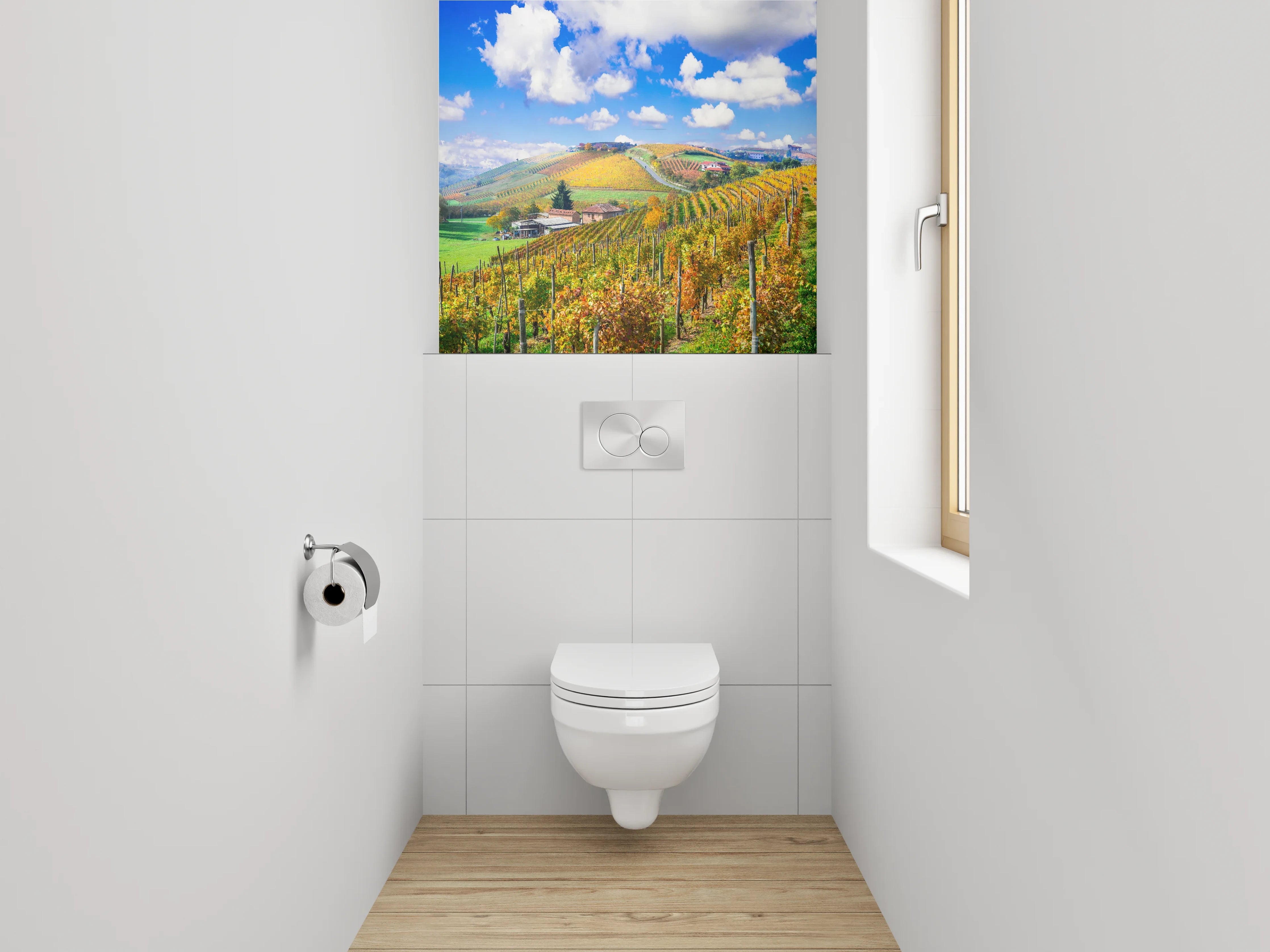 WC-Rückwand - Weinberg Landschaft mit blauem Himmel