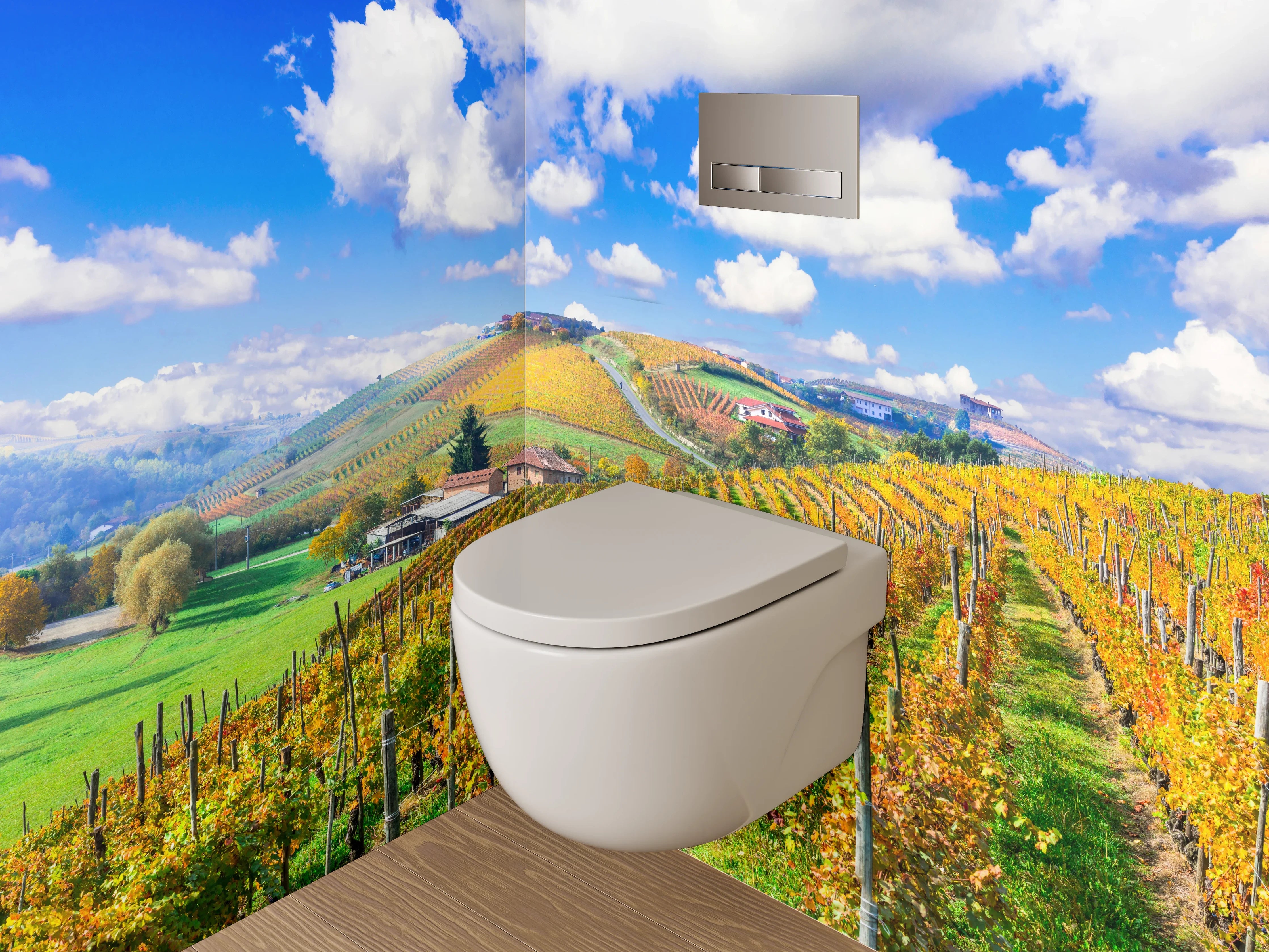 WC-Rückwand - Weinberg Landschaft mit blauem Himmel