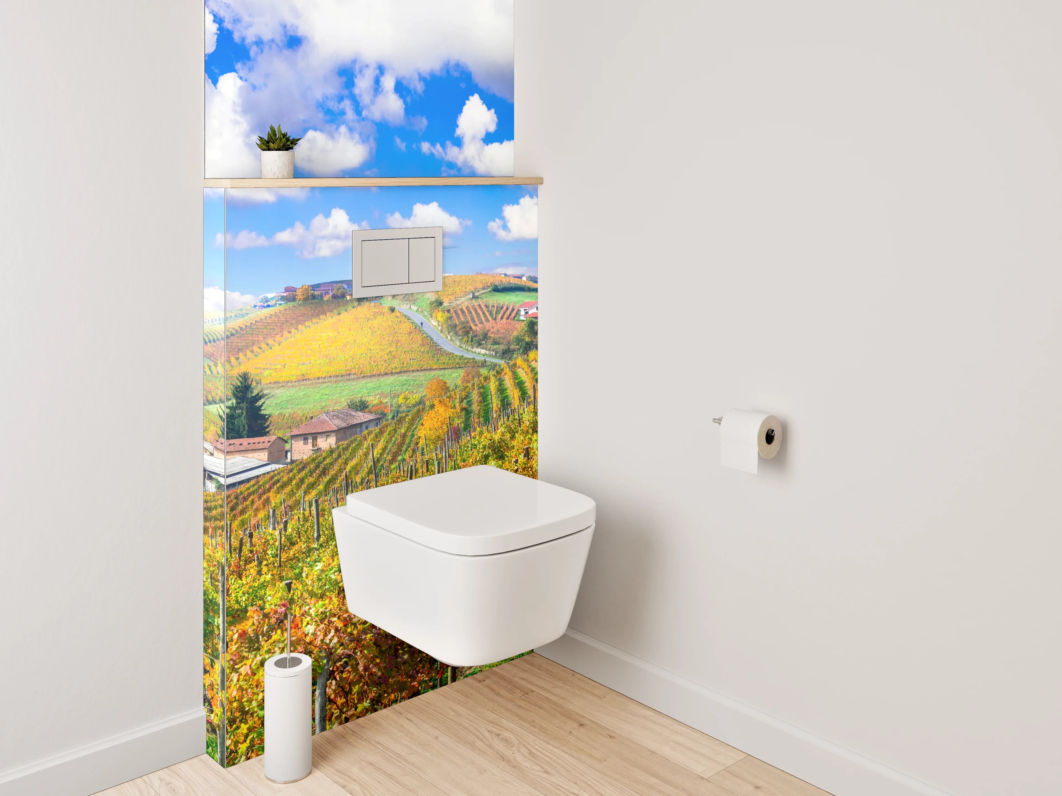 WC-Rückwand - Weinberg Landschaft mit blauem Himmel