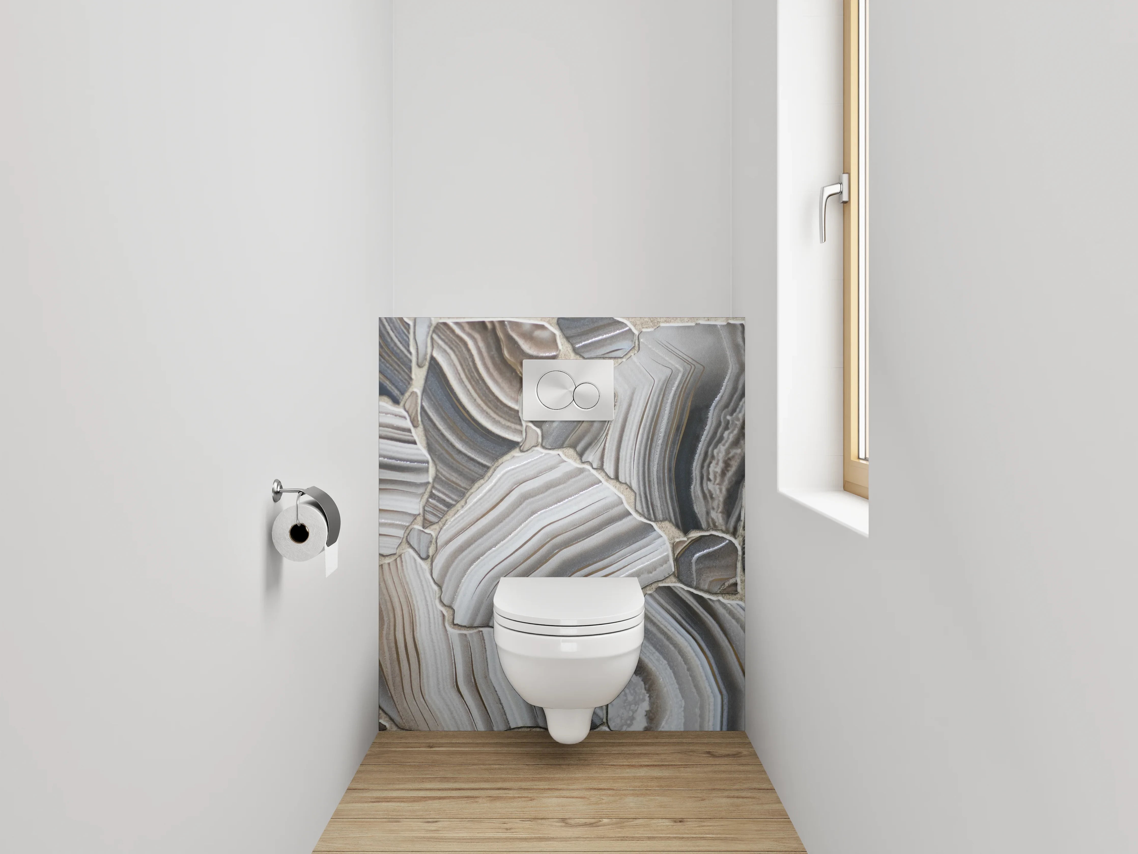 WC-Rückwand - Weiß-Graue Edelstein-Marmor-Optik