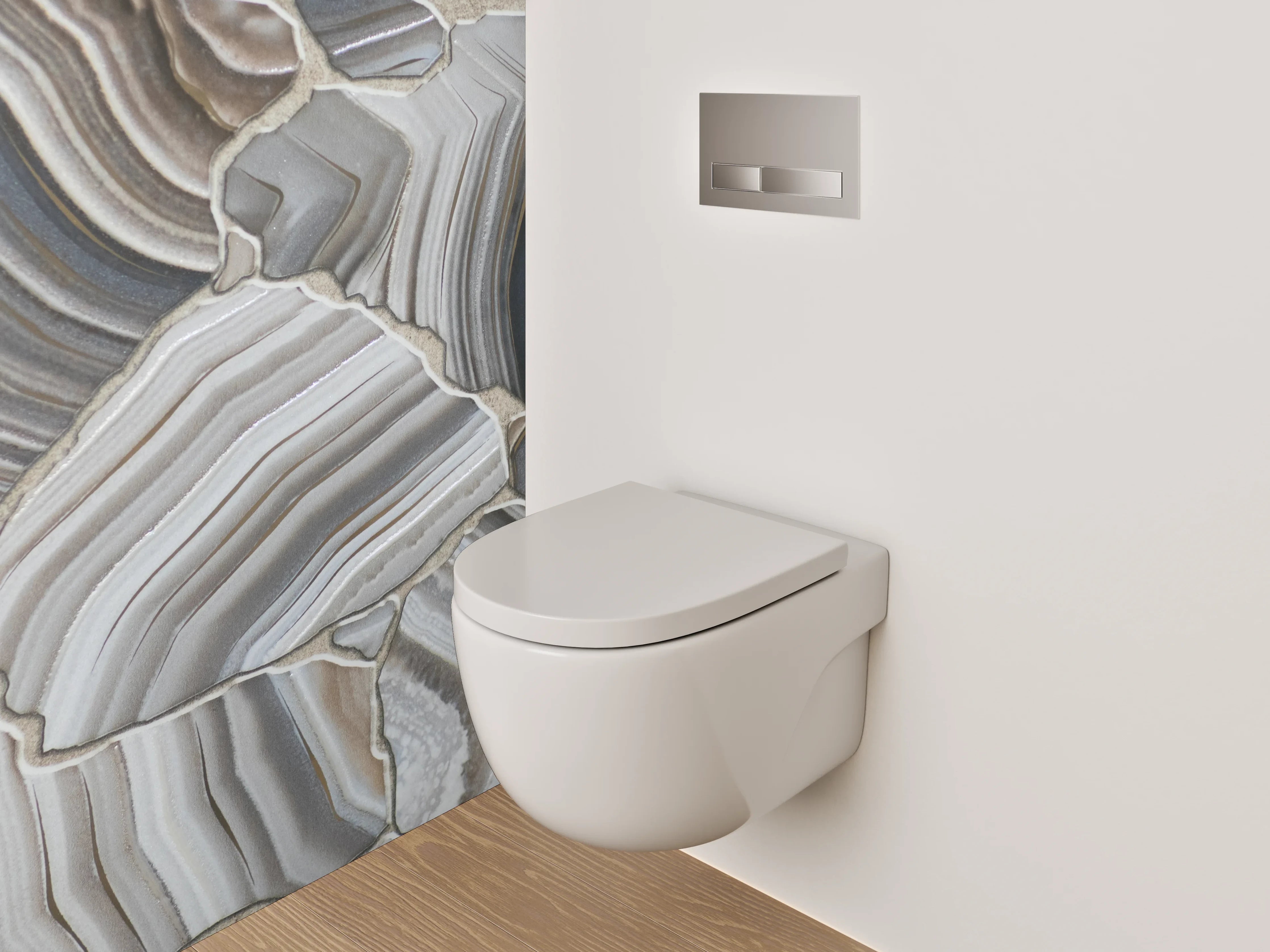 WC-Rückwand - Weiß-Graue Edelstein-Marmor-Optik