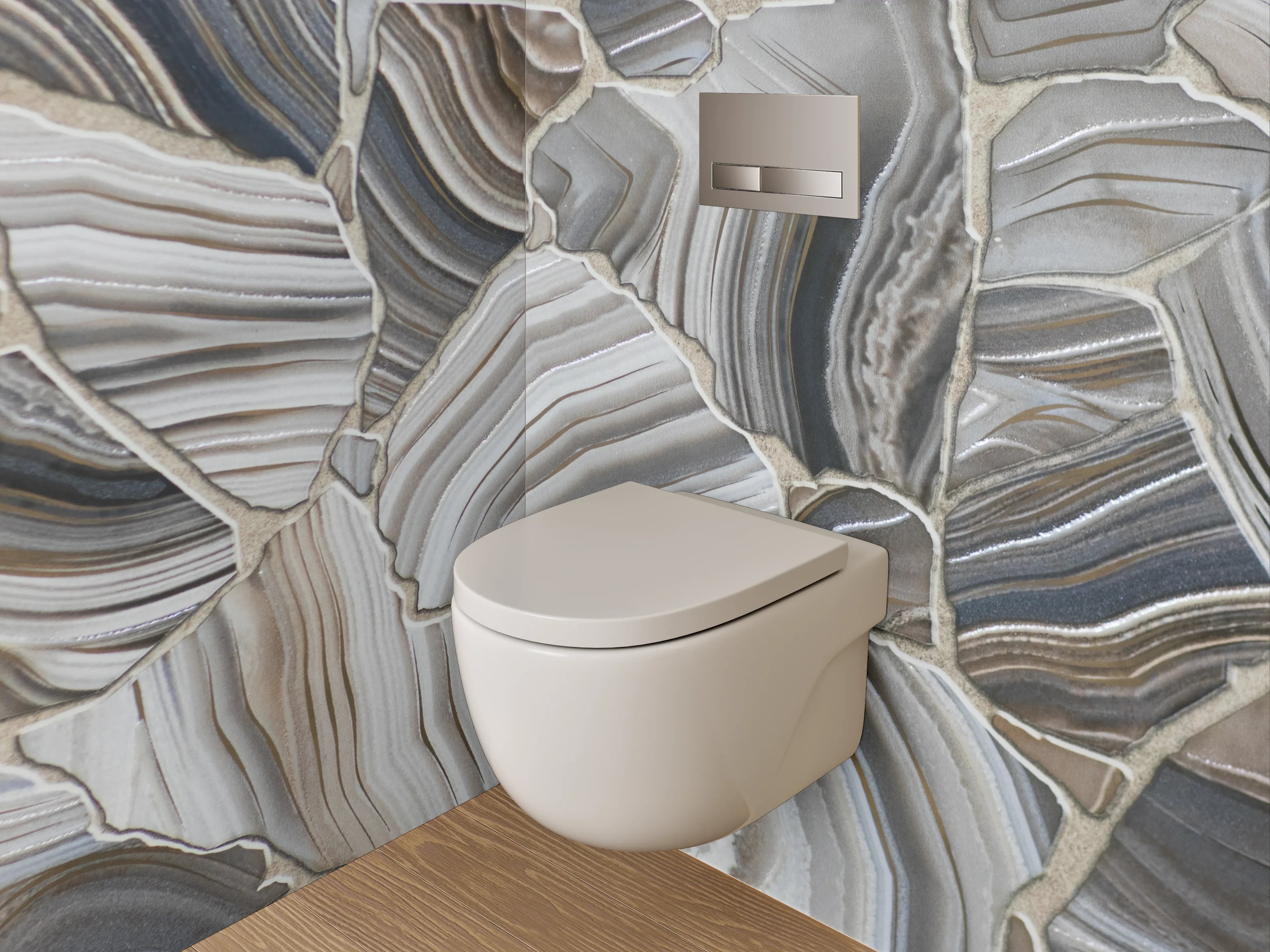 WC-Rückwand - Weiß-Graue Edelstein-Marmor-Optik