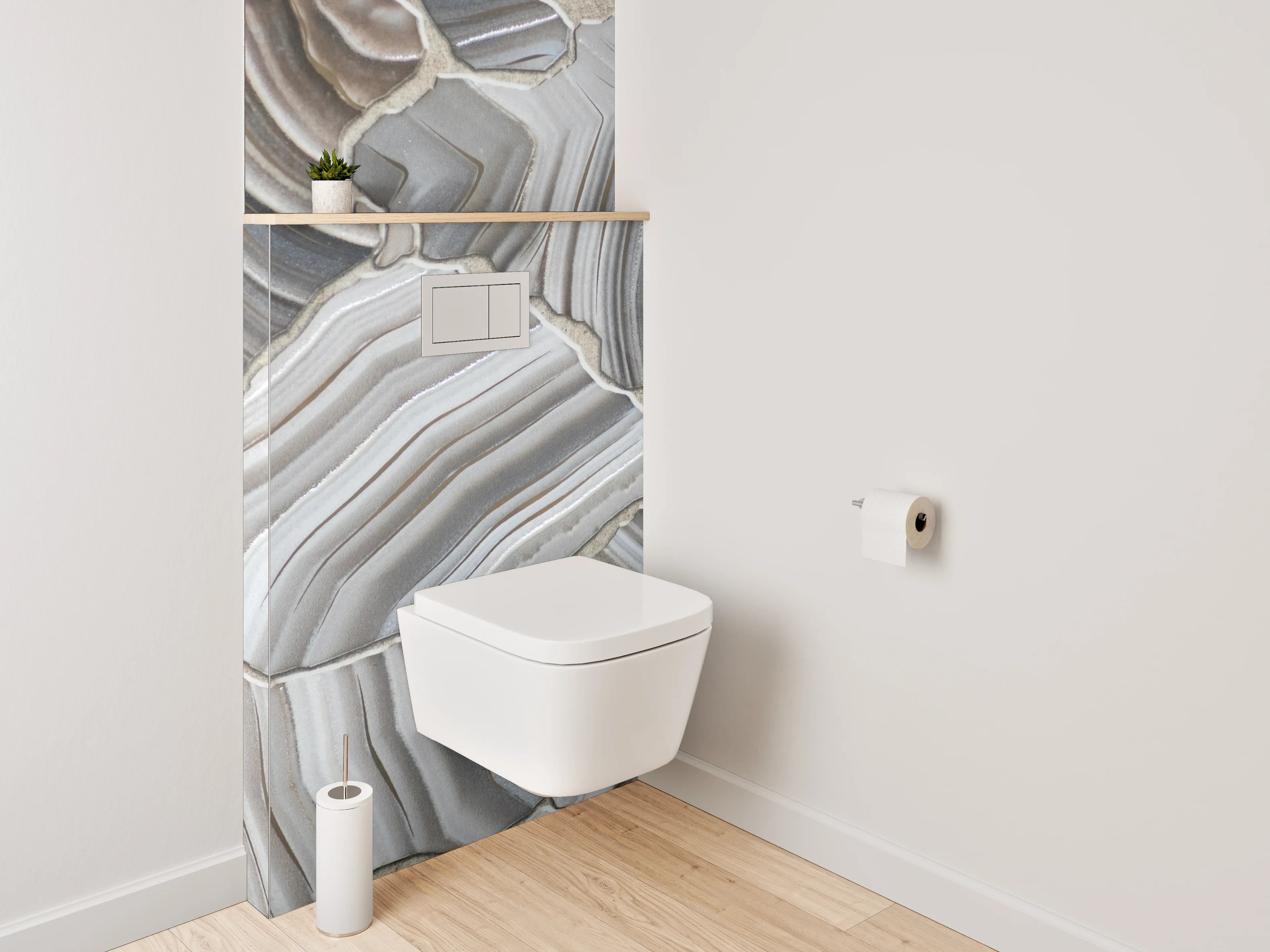 WC-Rückwand - Weiß-Graue Edelstein-Marmor-Optik