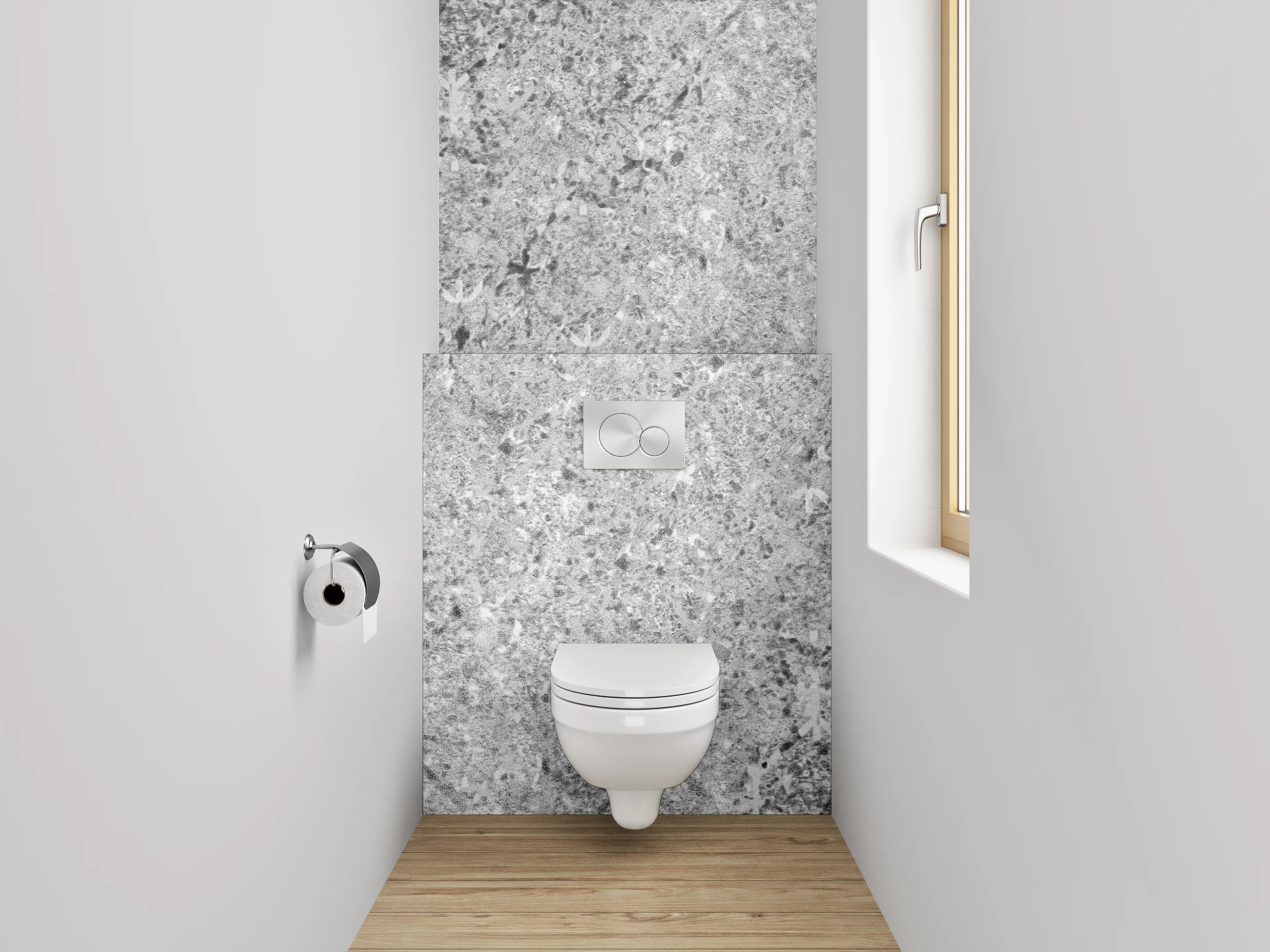 WC-Rückwand - Weiß-Graue Marmor-Optik Tapete
